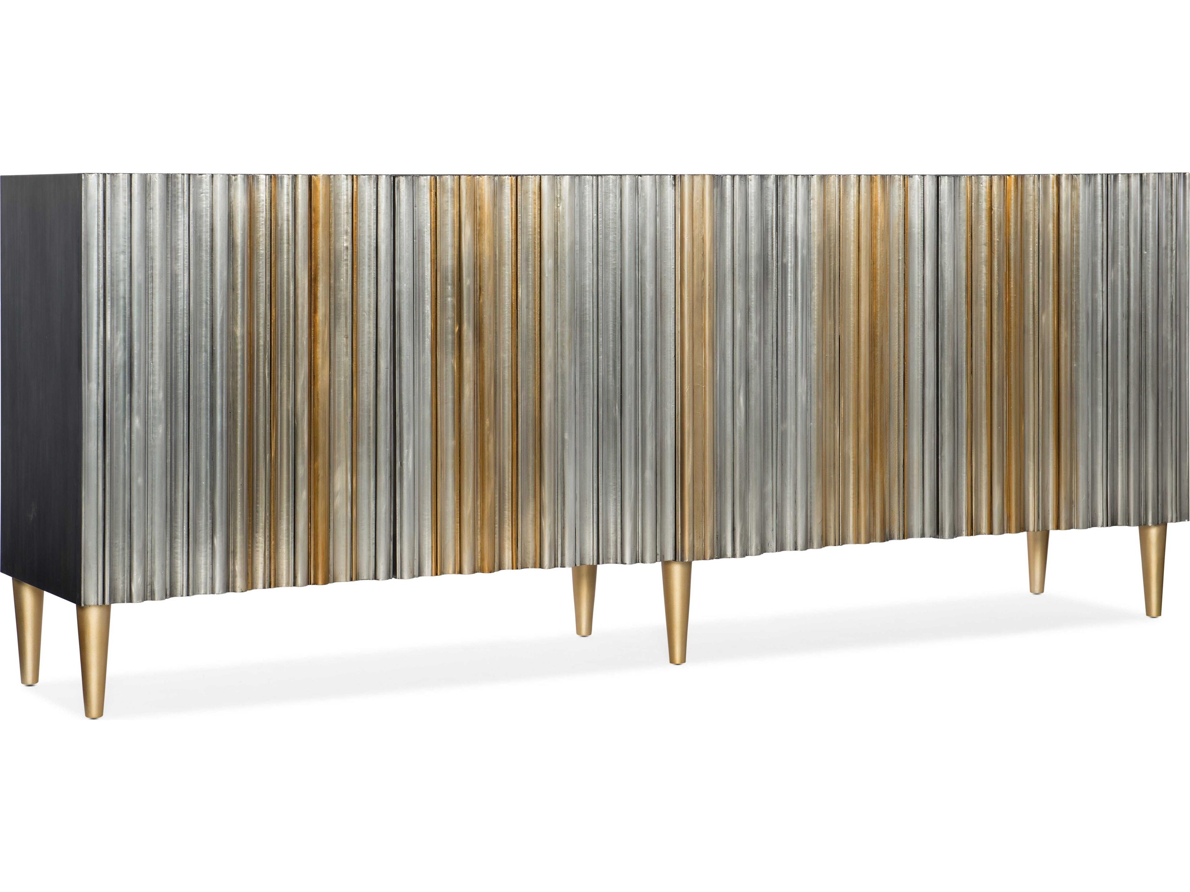 Hooker Furniture Melange Apollo 92" Poplar Wood Silver Gold Media Console