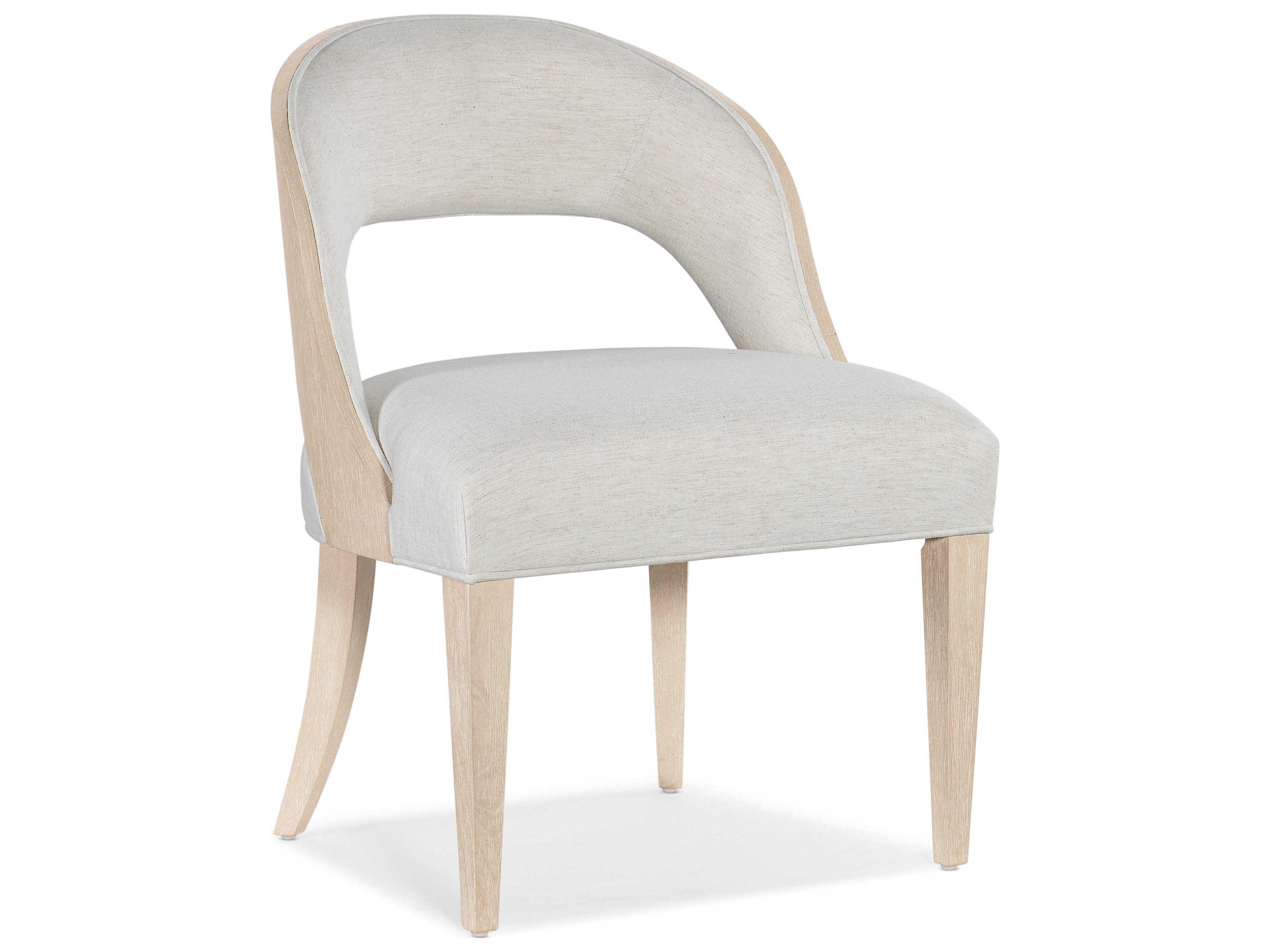 Hooker Furniture Nouveau Chic Oak Wood White Upholstered Side Dining Chair