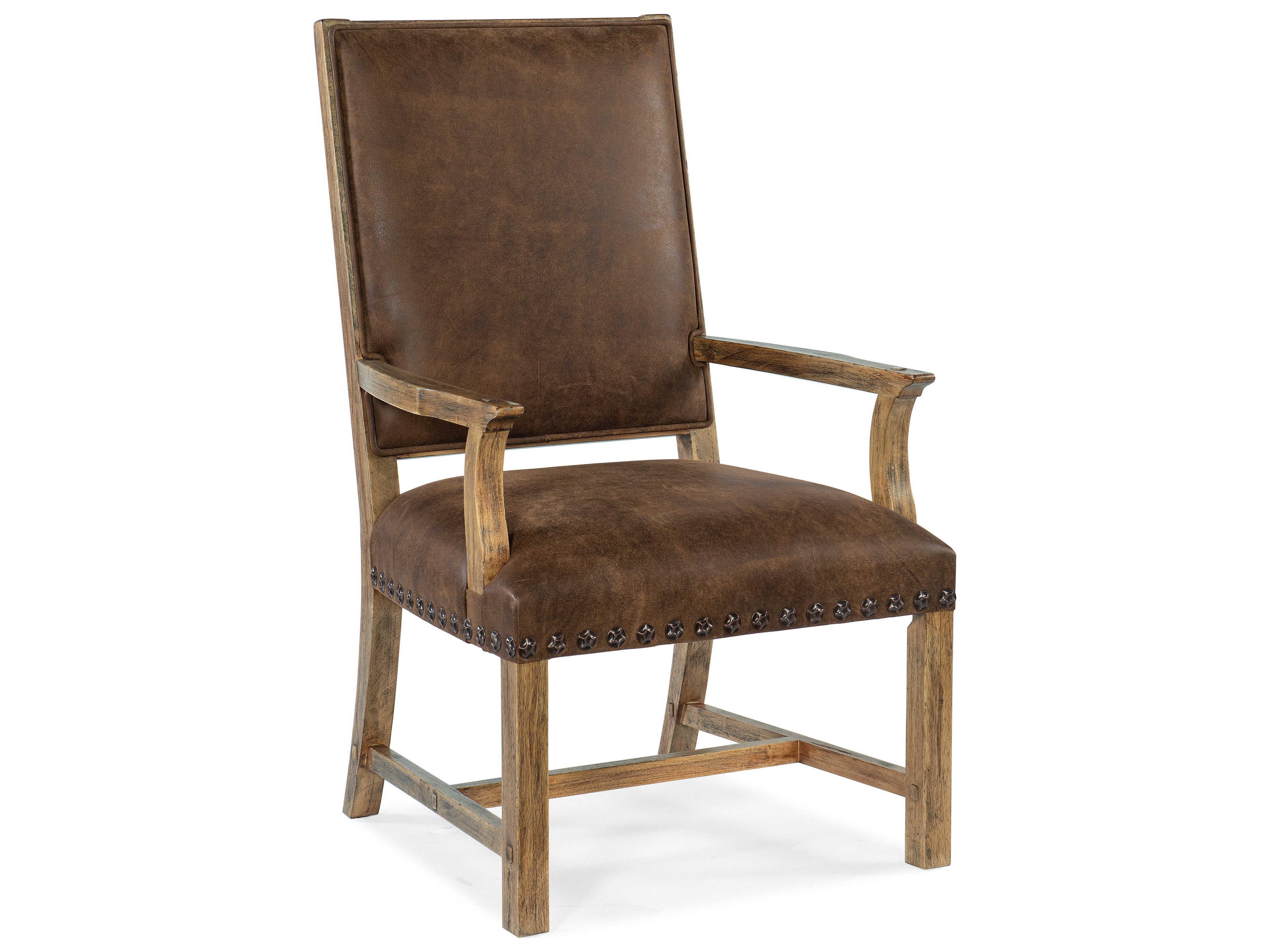 Hooker Furniture Big Sky Leather Brown Upholstered Arm Dining Chair