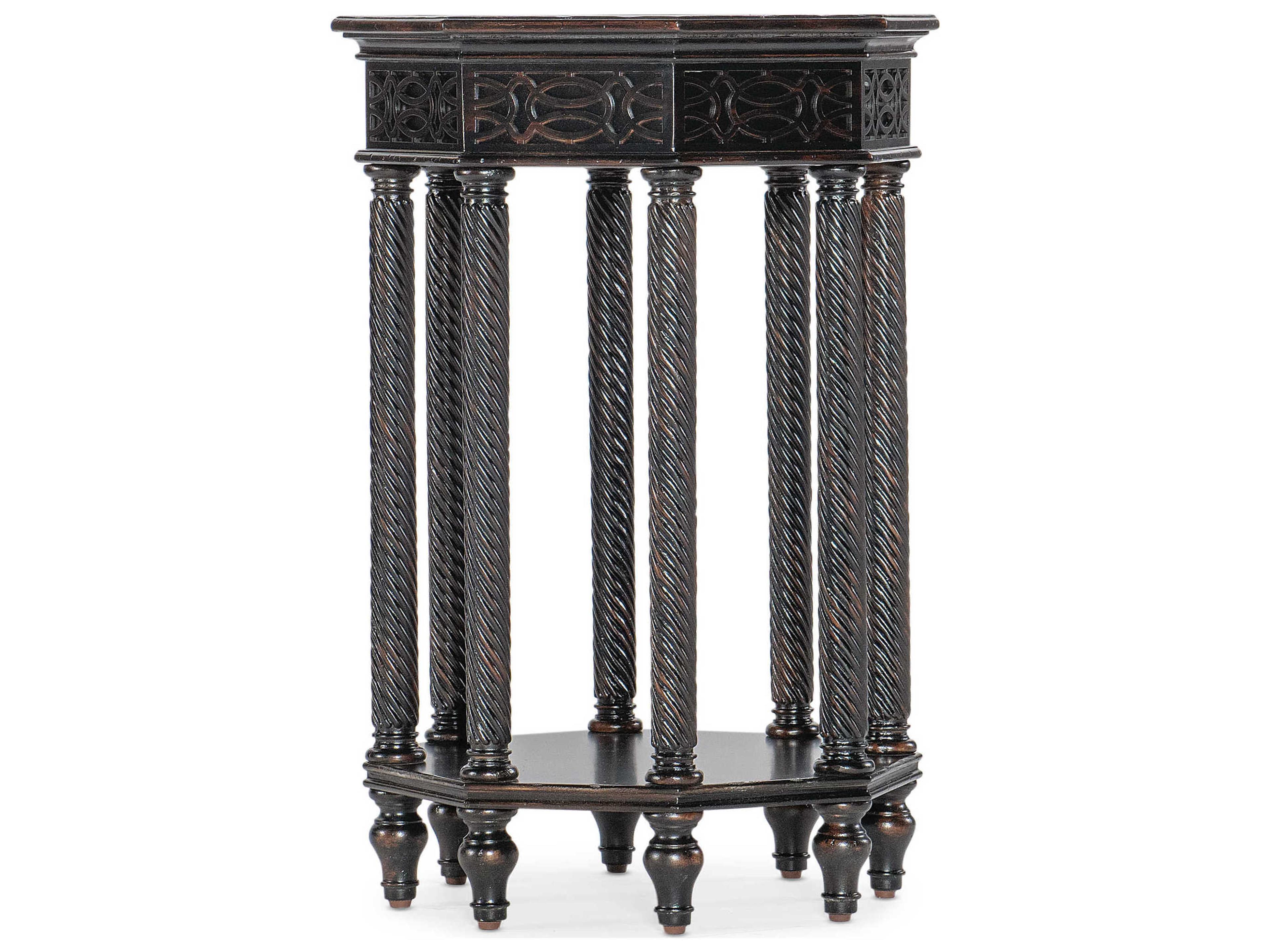 Luxecor Heritage Octagon Wood Black End Table