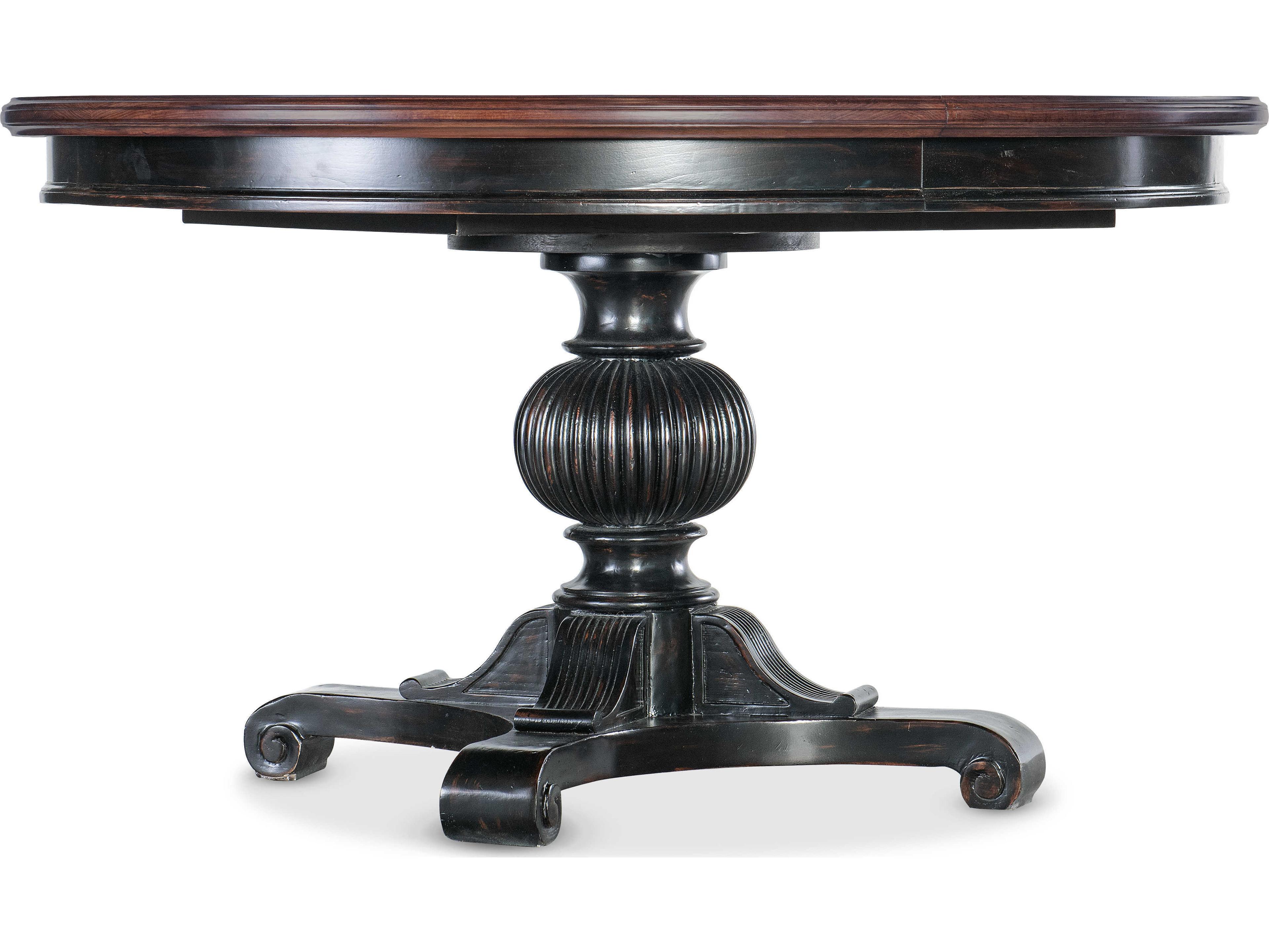 Hooker Furniture Charleston Extendable Round Wood Maraschino Cherry Black Dining Table