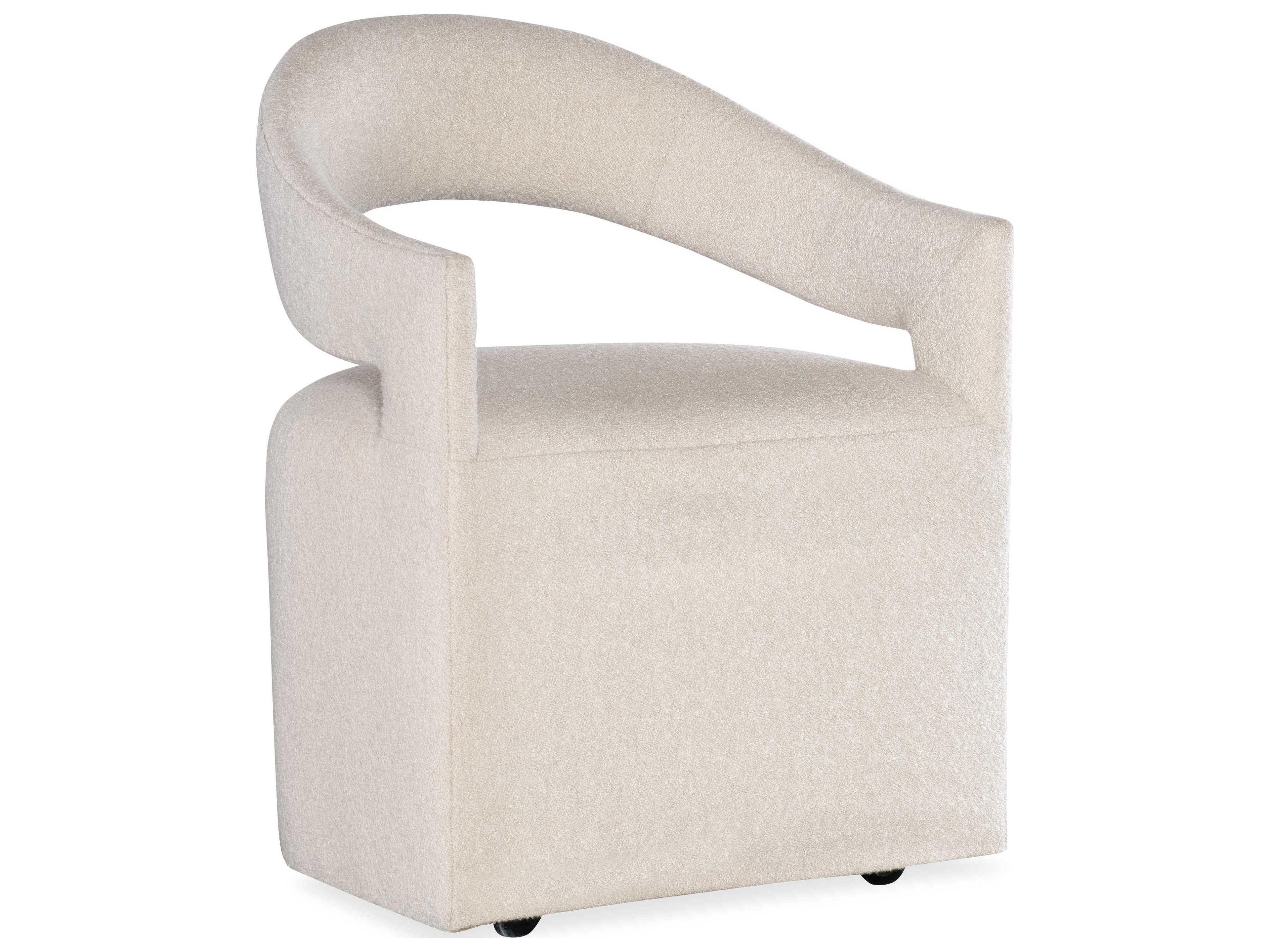 Hooker Furniture Modern Mood Fabric Solid Wood White Upholstered Arm Dining Chair