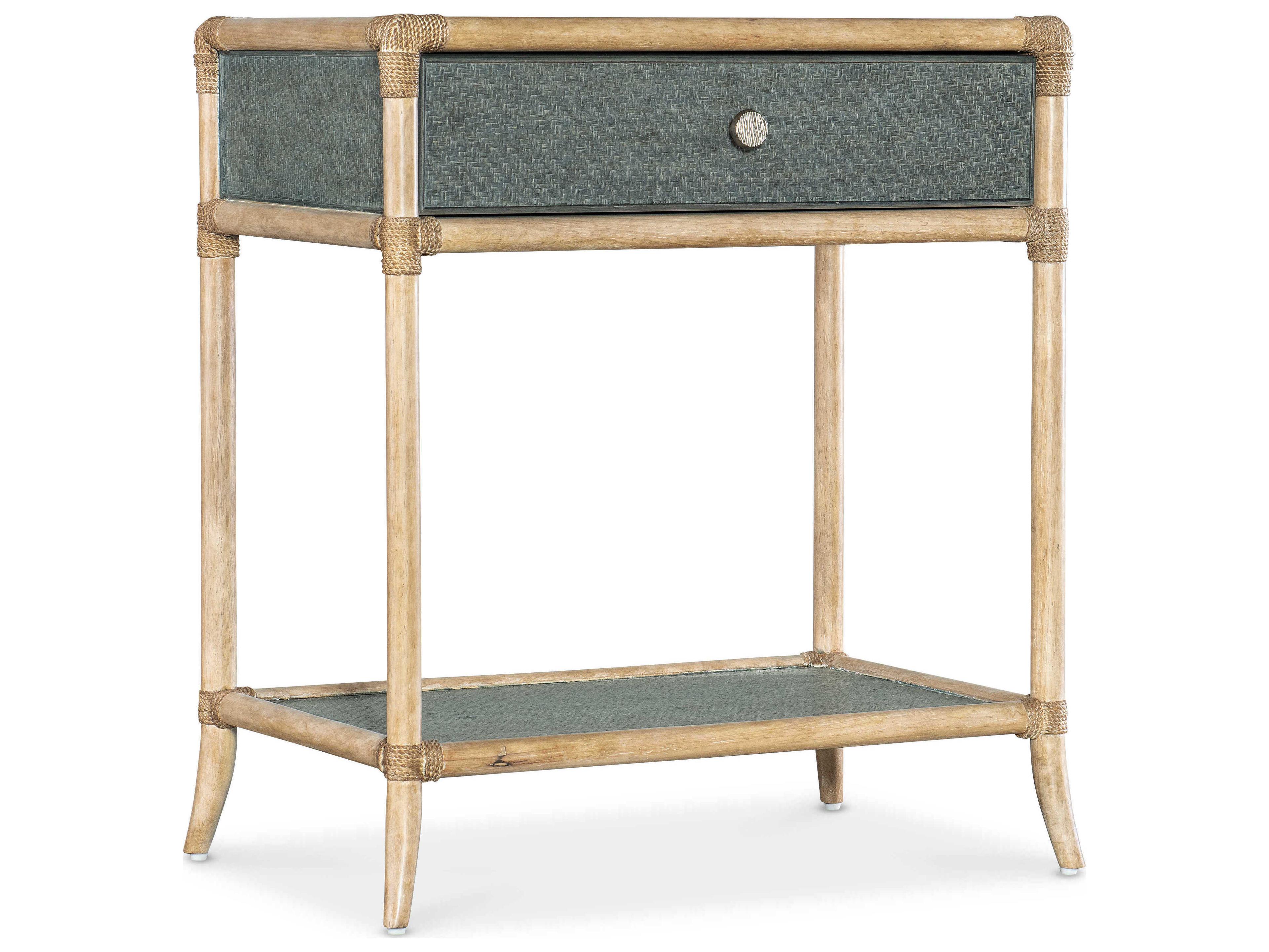 Hooker Furniture Retreat Pole Rattan 1-Drawer Brown Solid Wood Nightstand