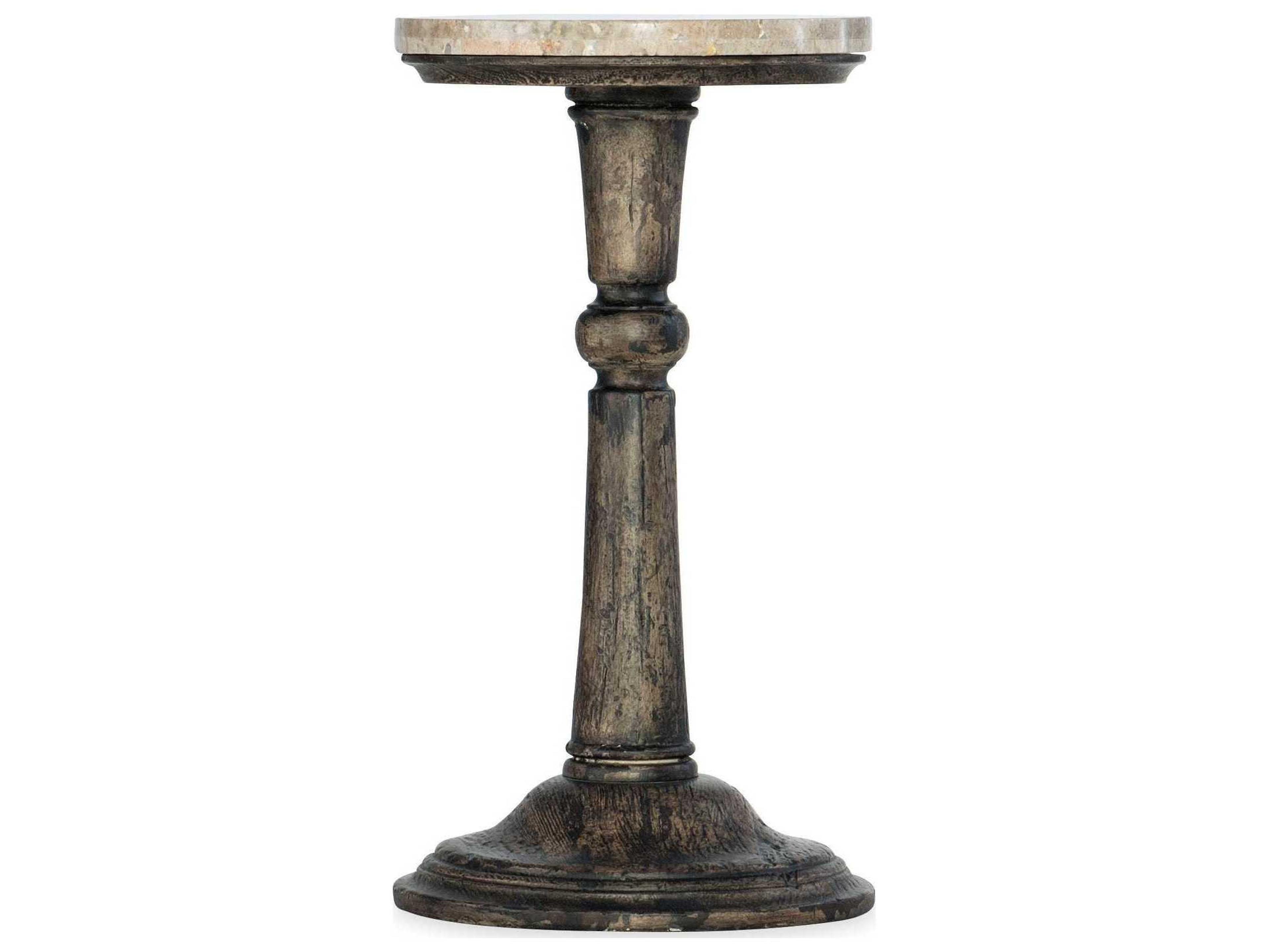 Hooker Furniture La Grange Round Stone Dark Wood End Table