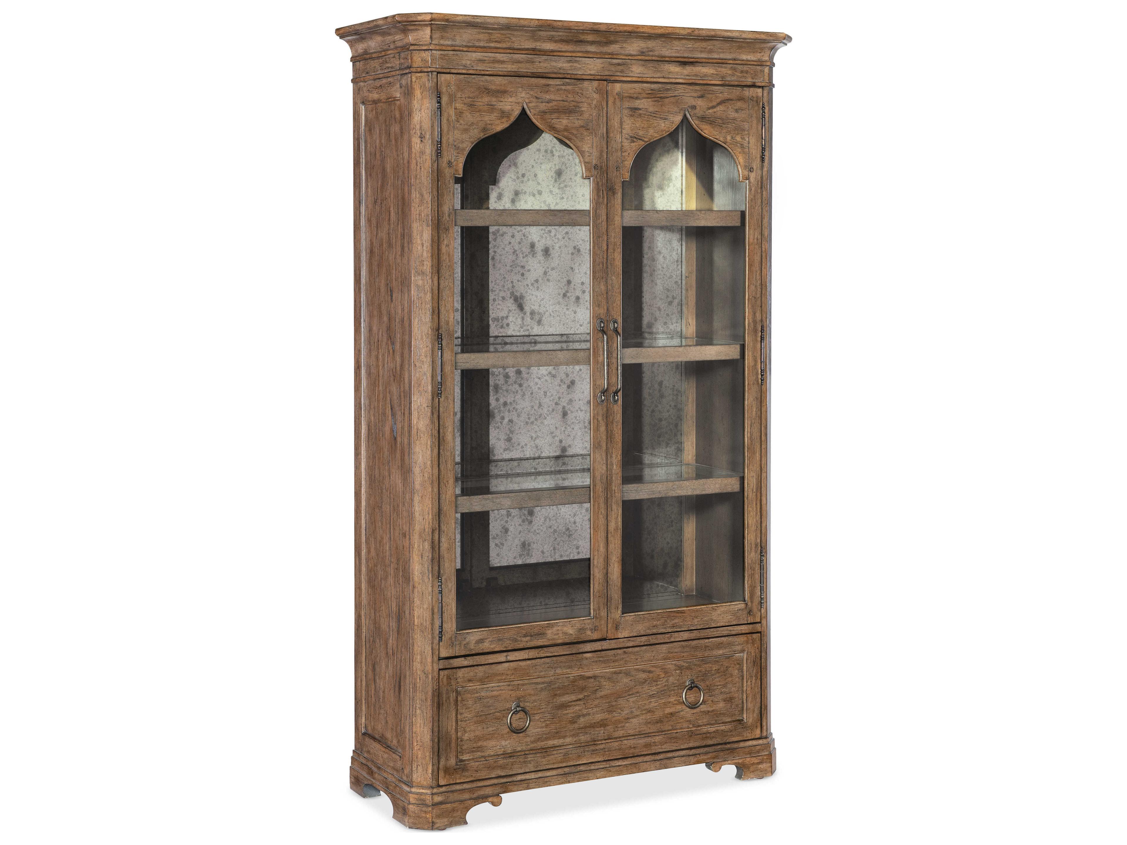 Hooker Furniture Americana Brown Oak Wood Display Cabinet