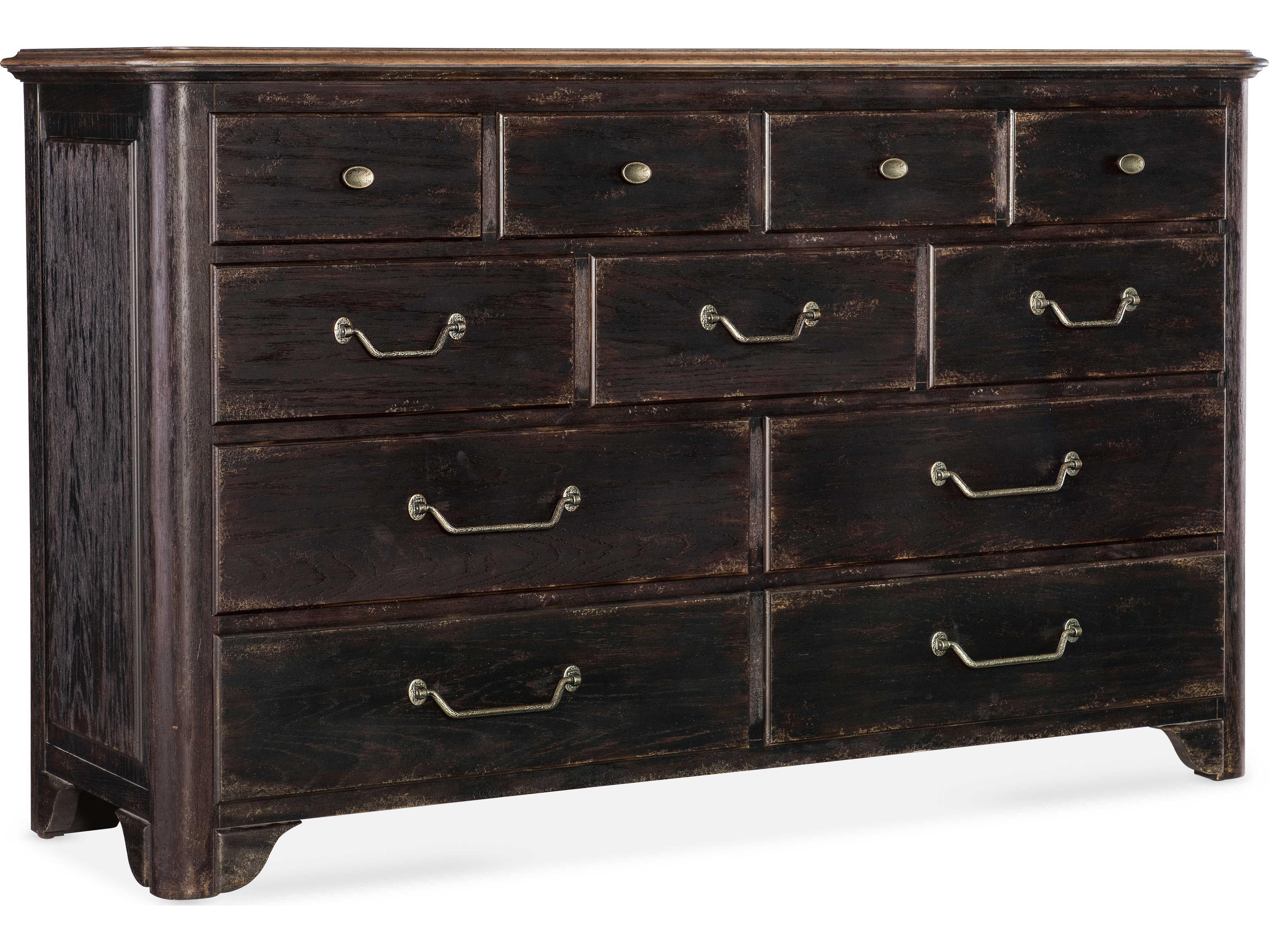 Hooker Furniture Americana Brown Oak Wood Double Dresser