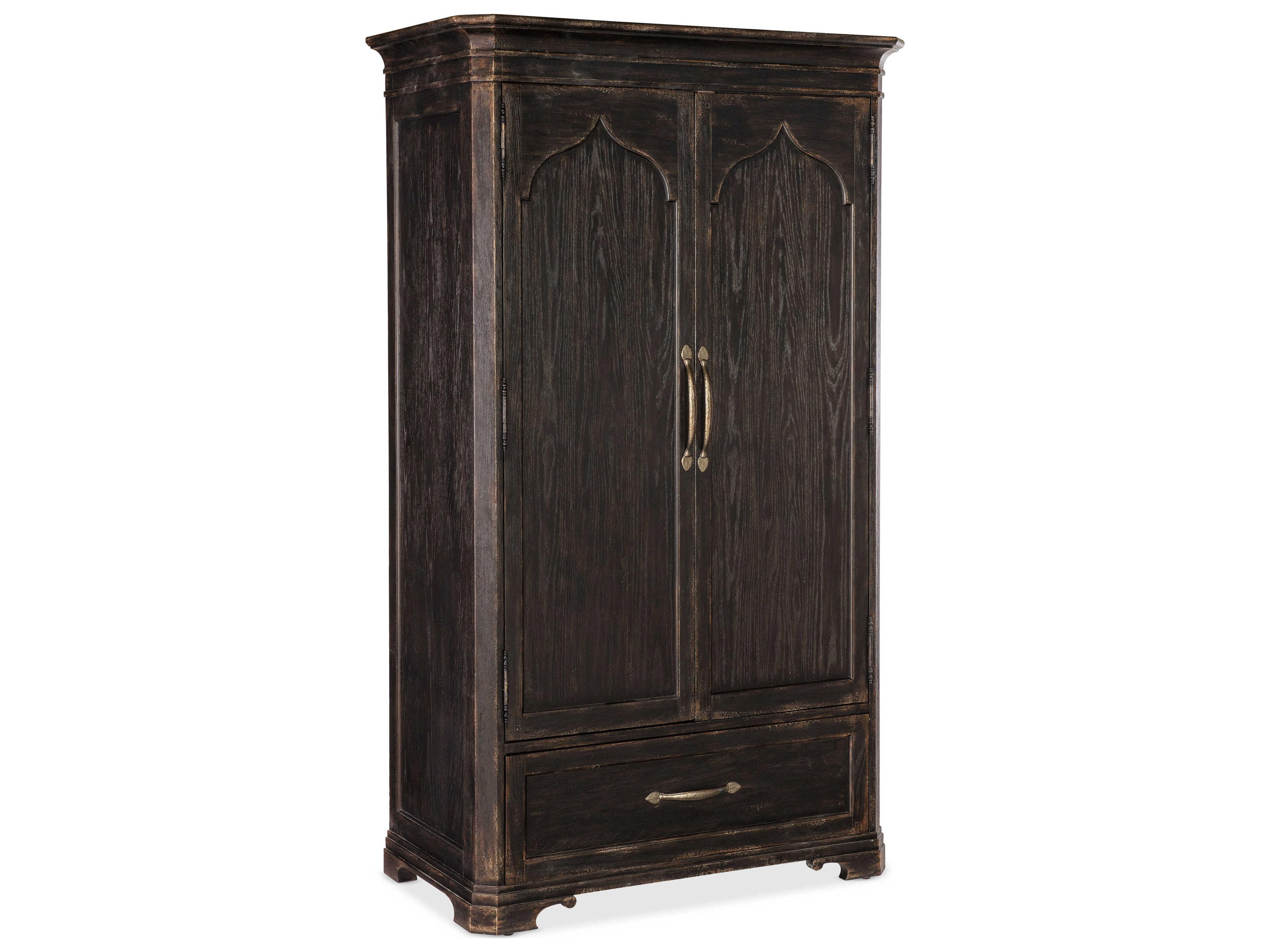 Hooker Furniture Americana Black Brown Oak Wood Wardrobe Armoire