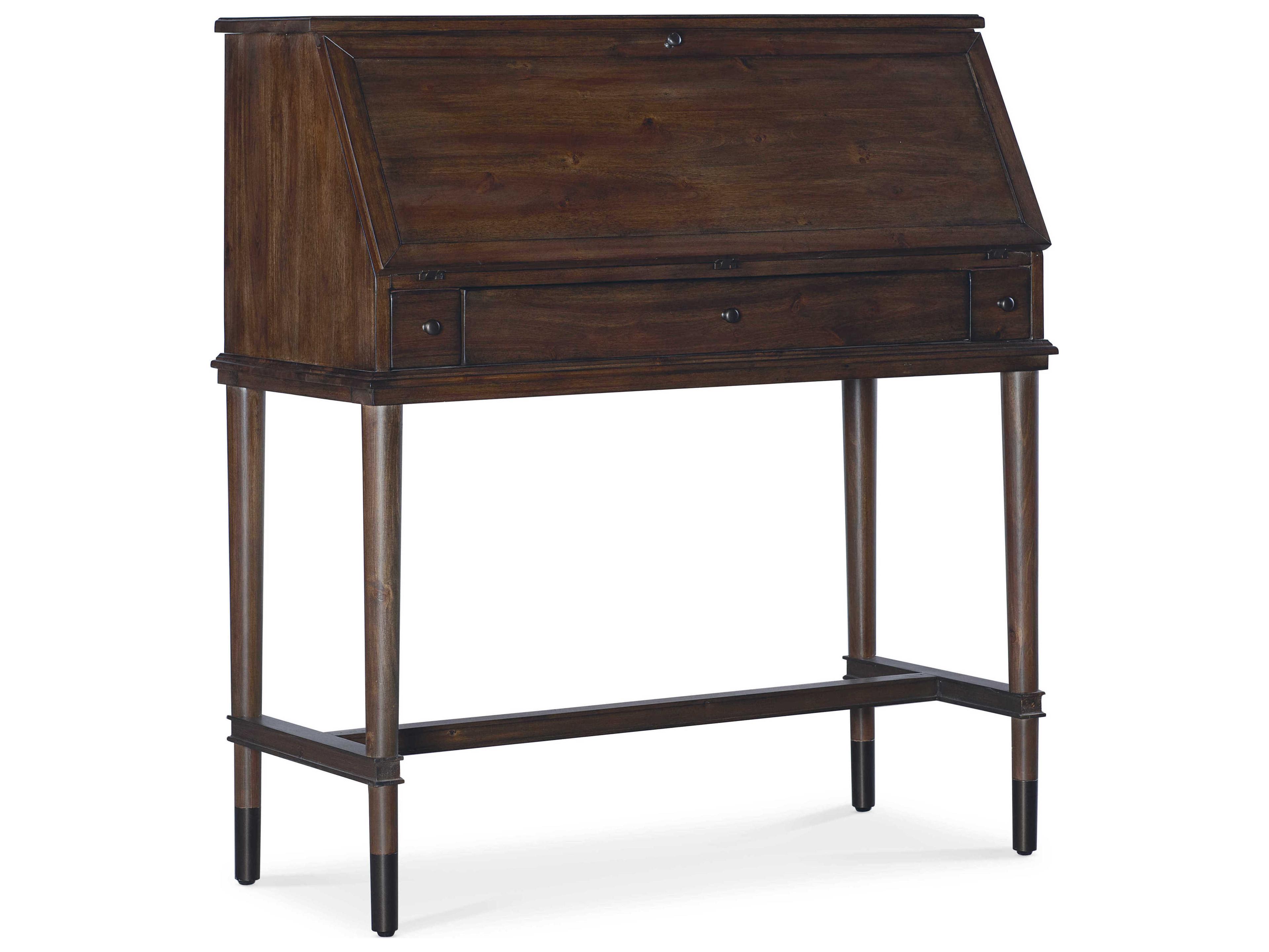 Hooker Furniture Commerce and Market Secretariat Dark Natural Brown Acacia Wood Secretary Desk