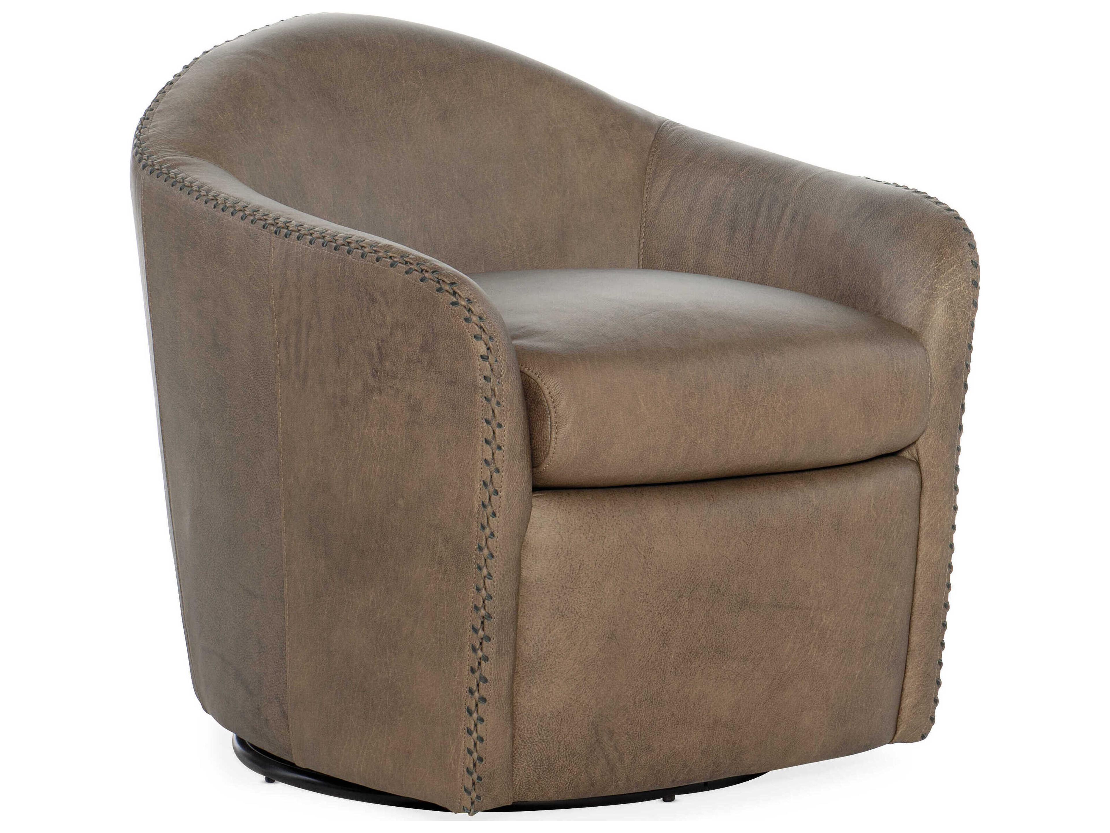 Hooker Furniture Cc Swivel Brown Leather Club Chair