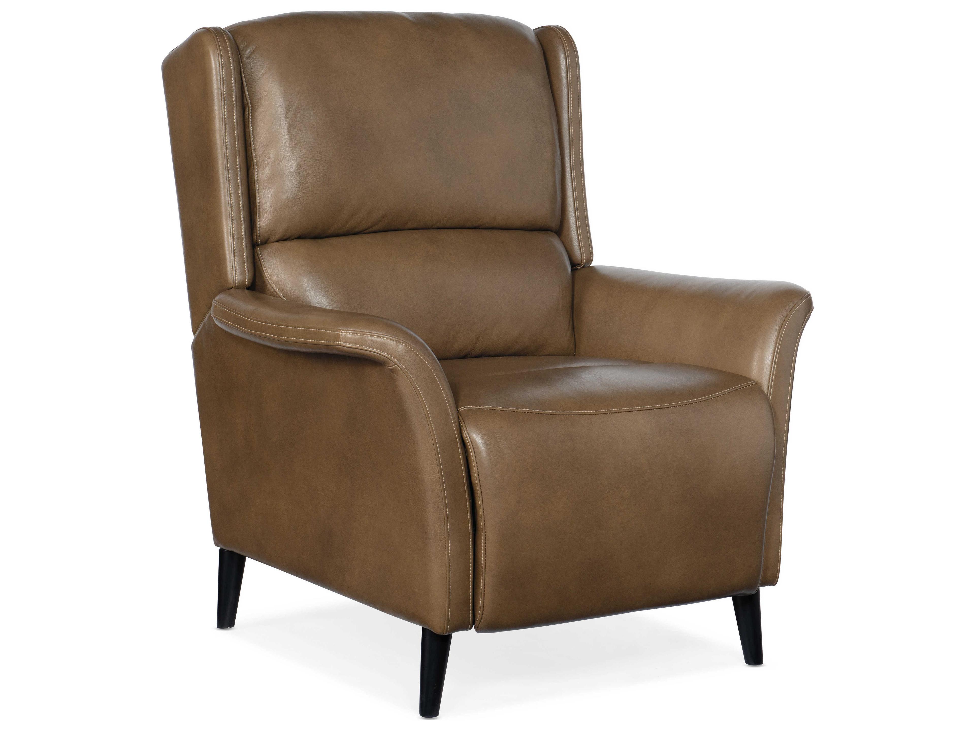 Hooker Furniture Deacon Power Rogue Walnut Dark Wood Brown Leather Recliner with Headrest