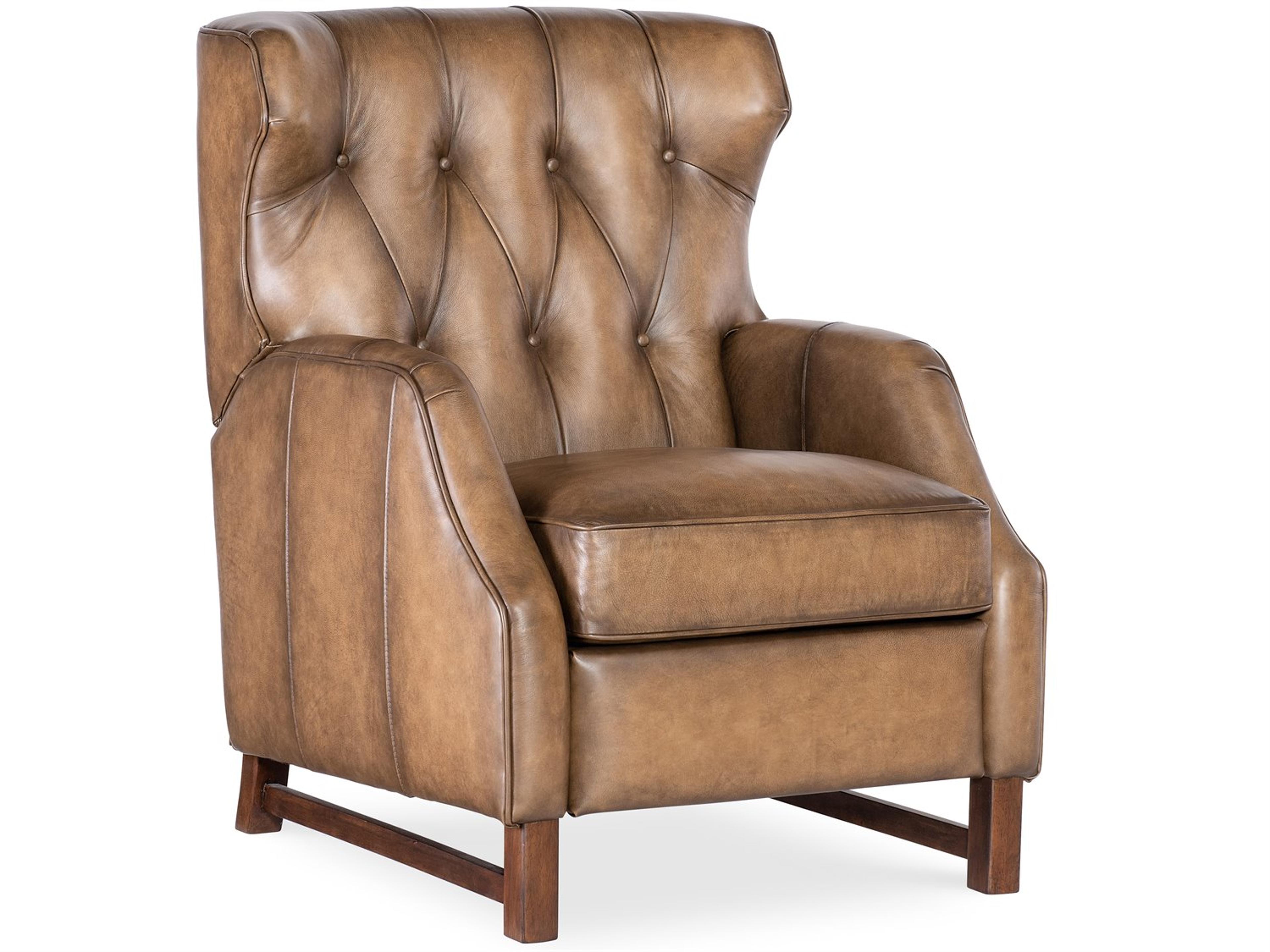 Luxecor Heritage Henderson Wood Ed Base Brown Leather Recliner