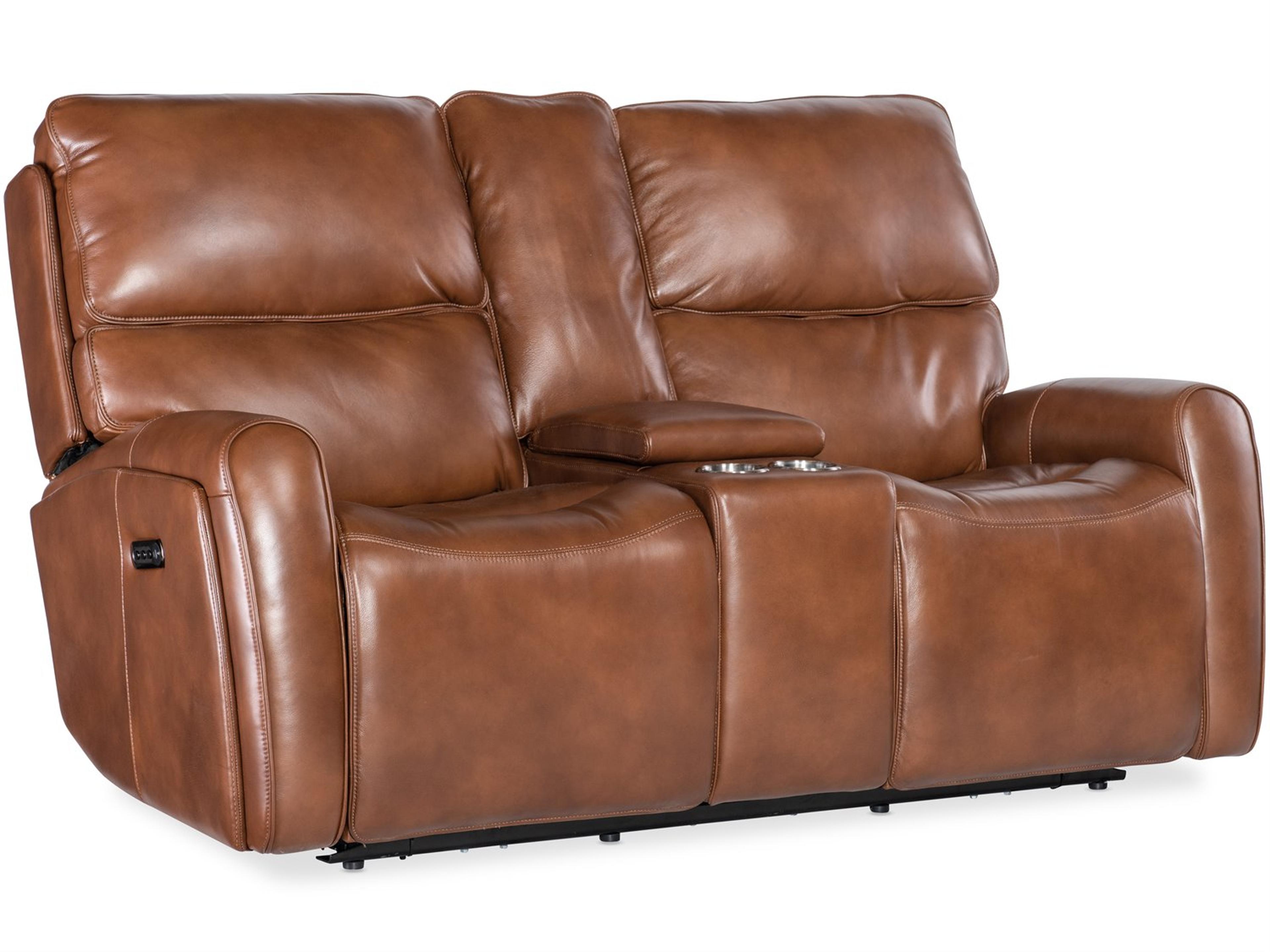 Hooker Furniture Ms Crosby Zero Gravity Usb Port Brown Leather Loveseat