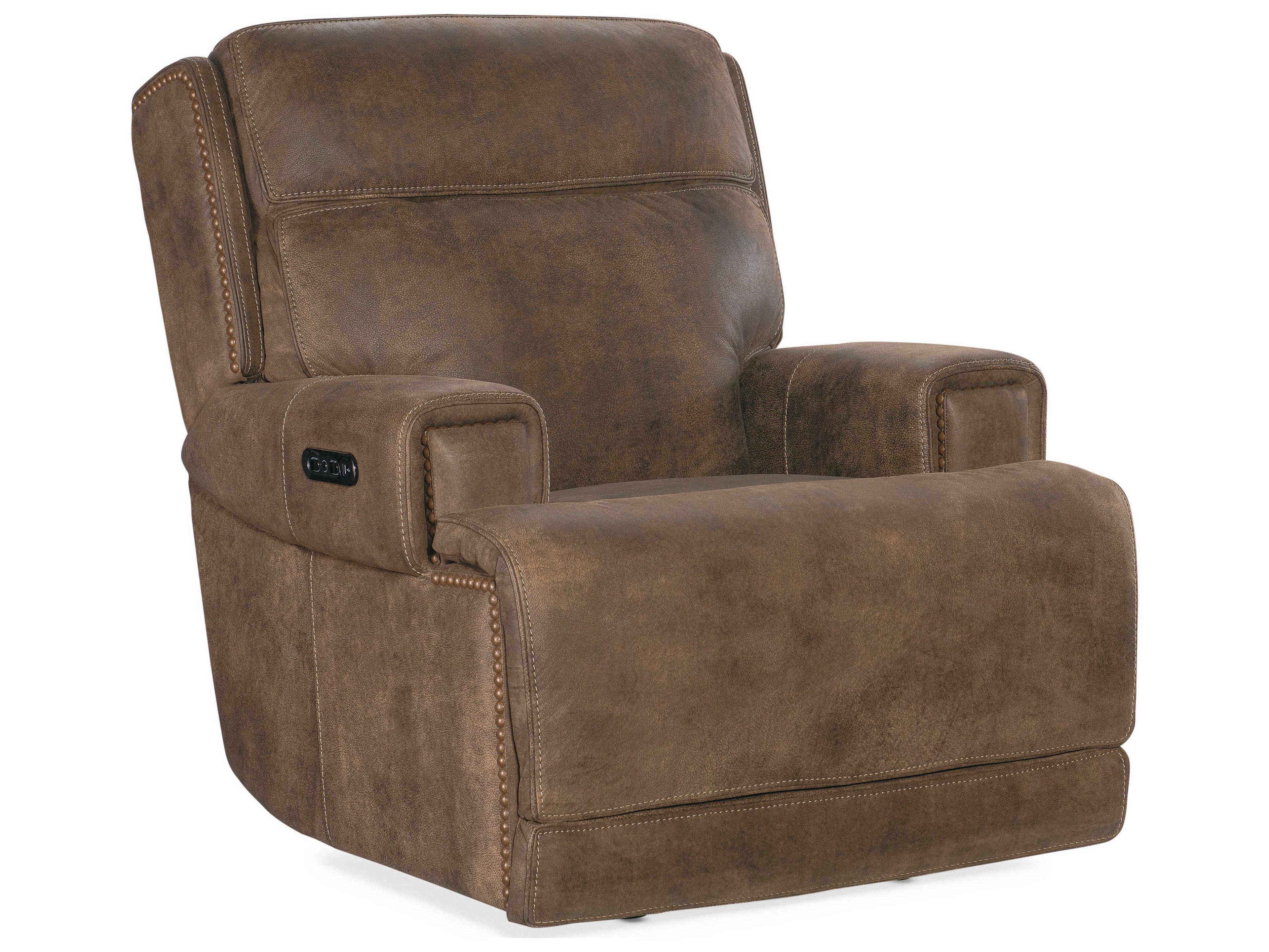 Hooker Furniture Wheeler Power Seville Timber Brown Leather Recliner with Headrest
