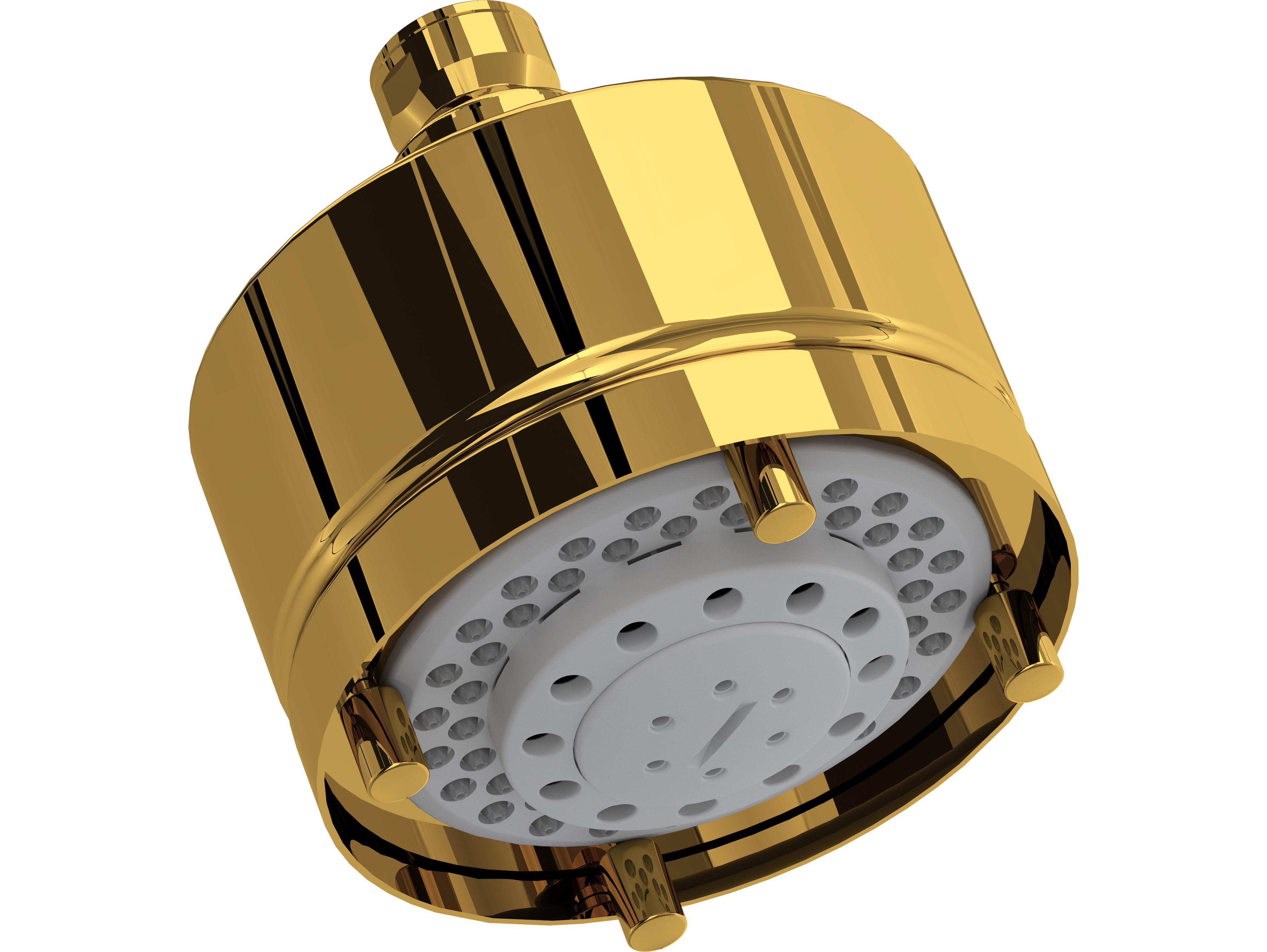 Rohl 4" Unlacquered Brass 5-Function Showerhead