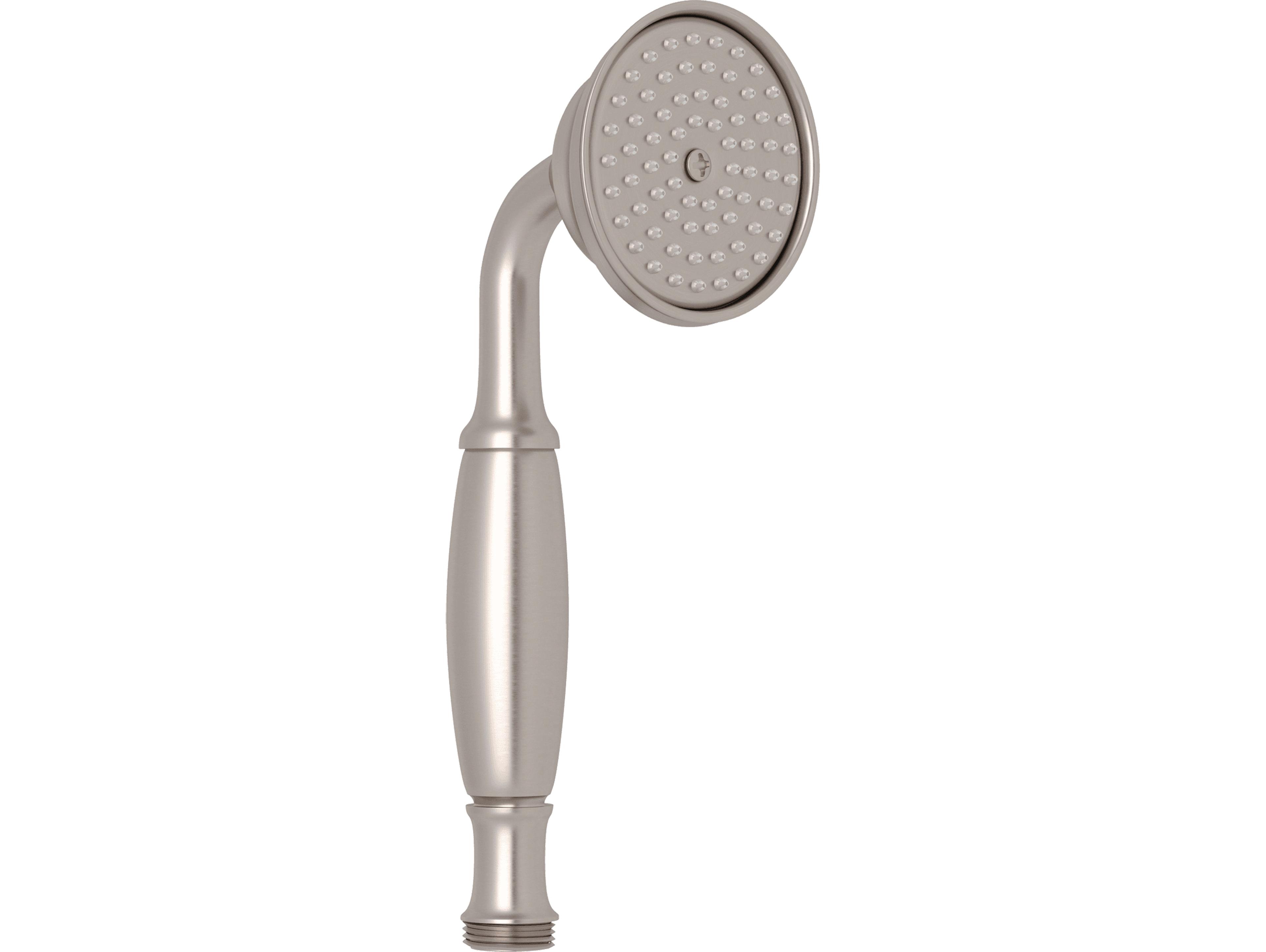 Rohl Satin Nickel Single Function Straight Handshower With Easy Clean Anti-Cal Spray Pattern 