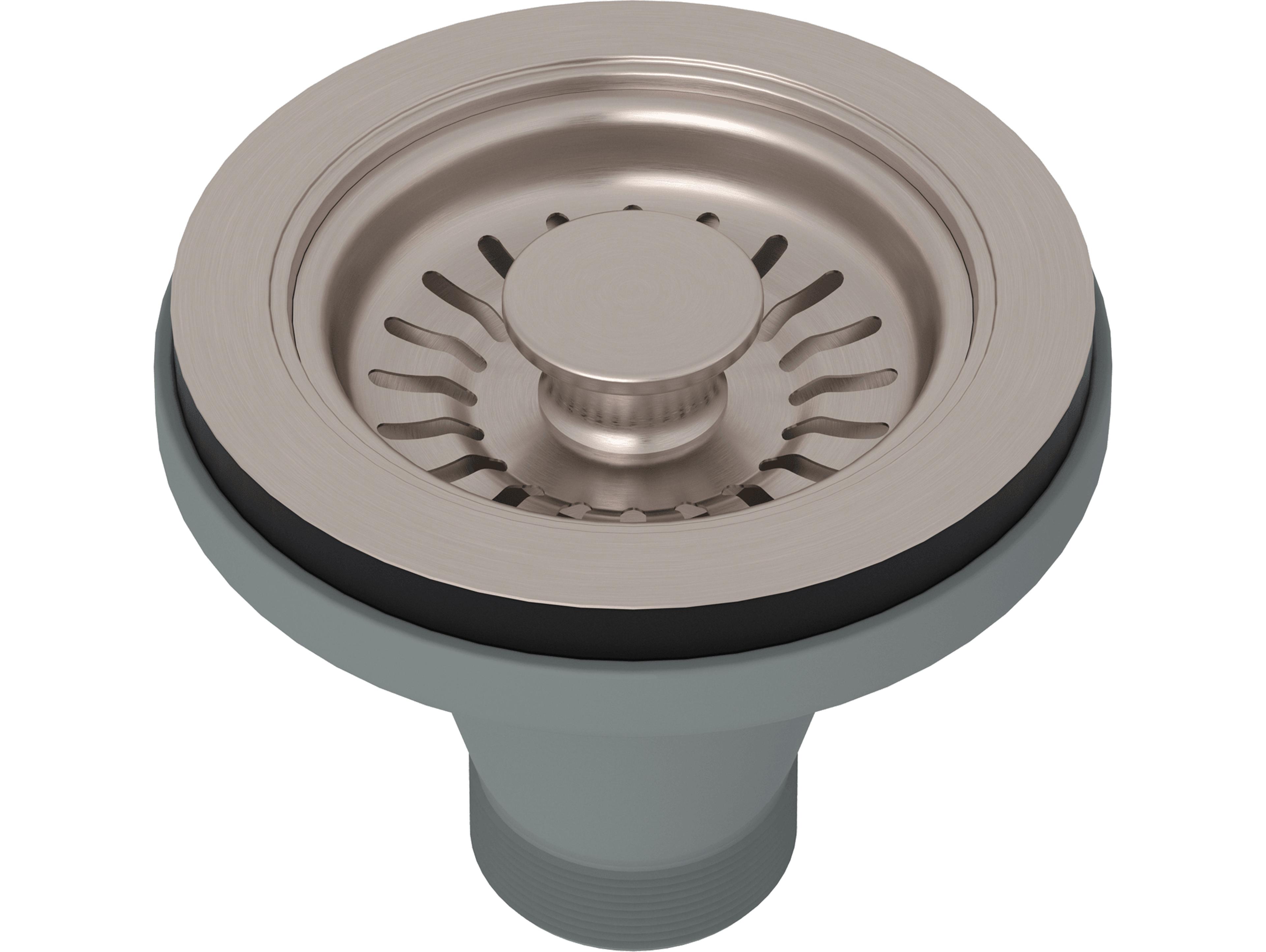 Rohl Basket Strainer Without Remote Pop-Up Pull Knob In Satin Nickel Manual Operation