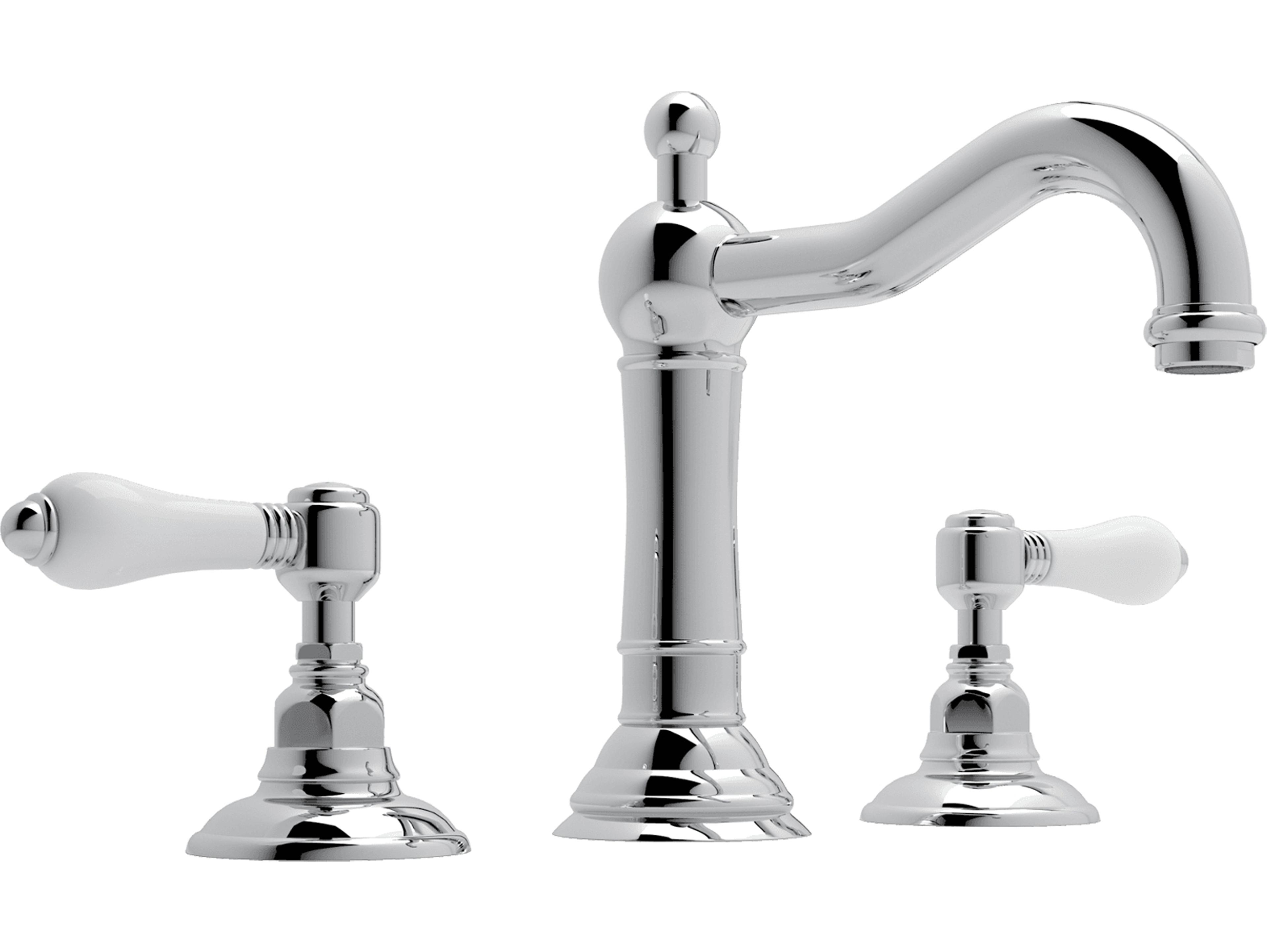 Rohl Acqui Italian Bath Widespread Lavatory Faucet in Polished Chrome with Porcelain Levers