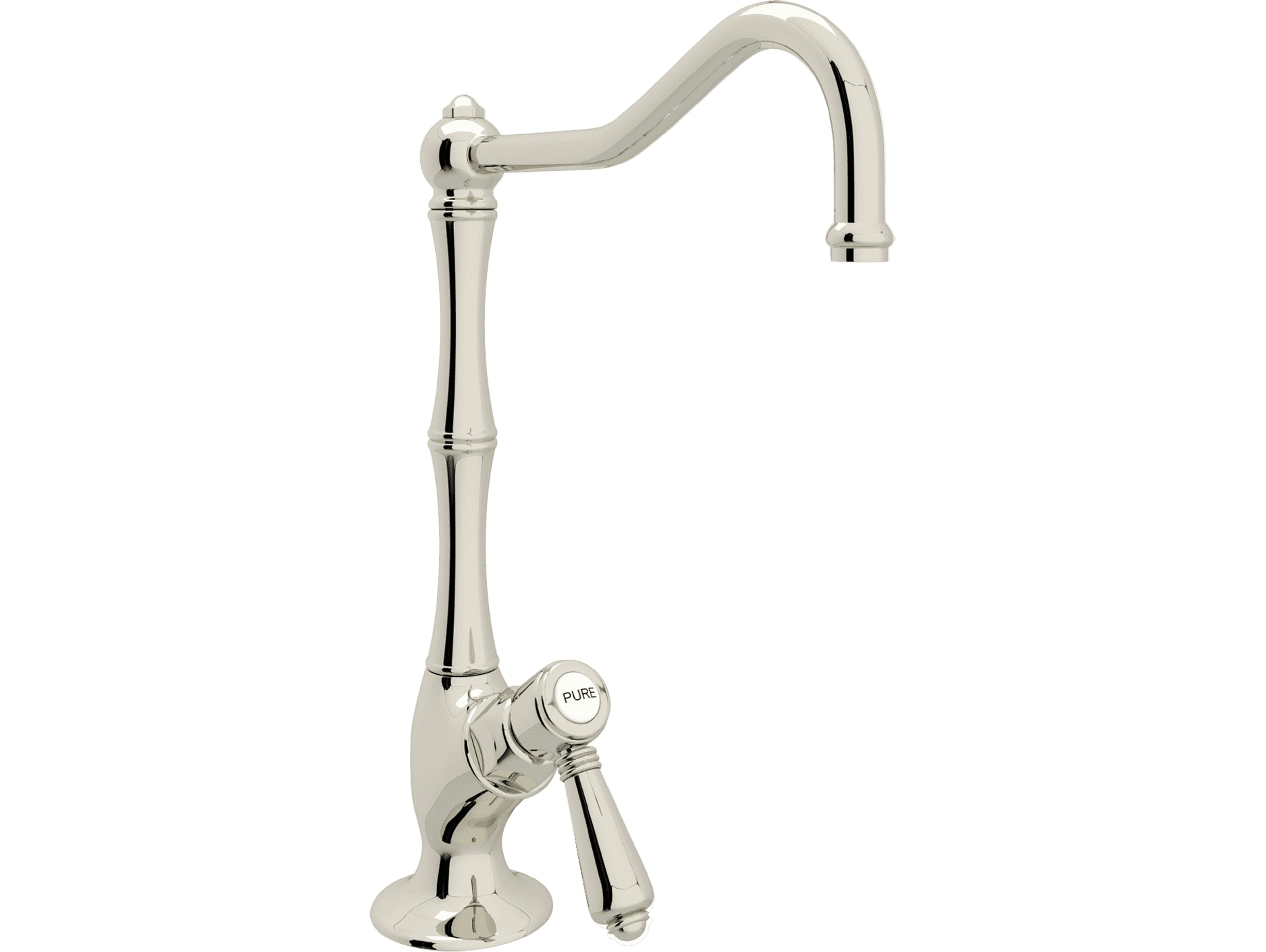 Rohl Acqui Italian Kitchen Filter Faucet In Polished Nickel With Column Spout And Mini Metal Lever Handle