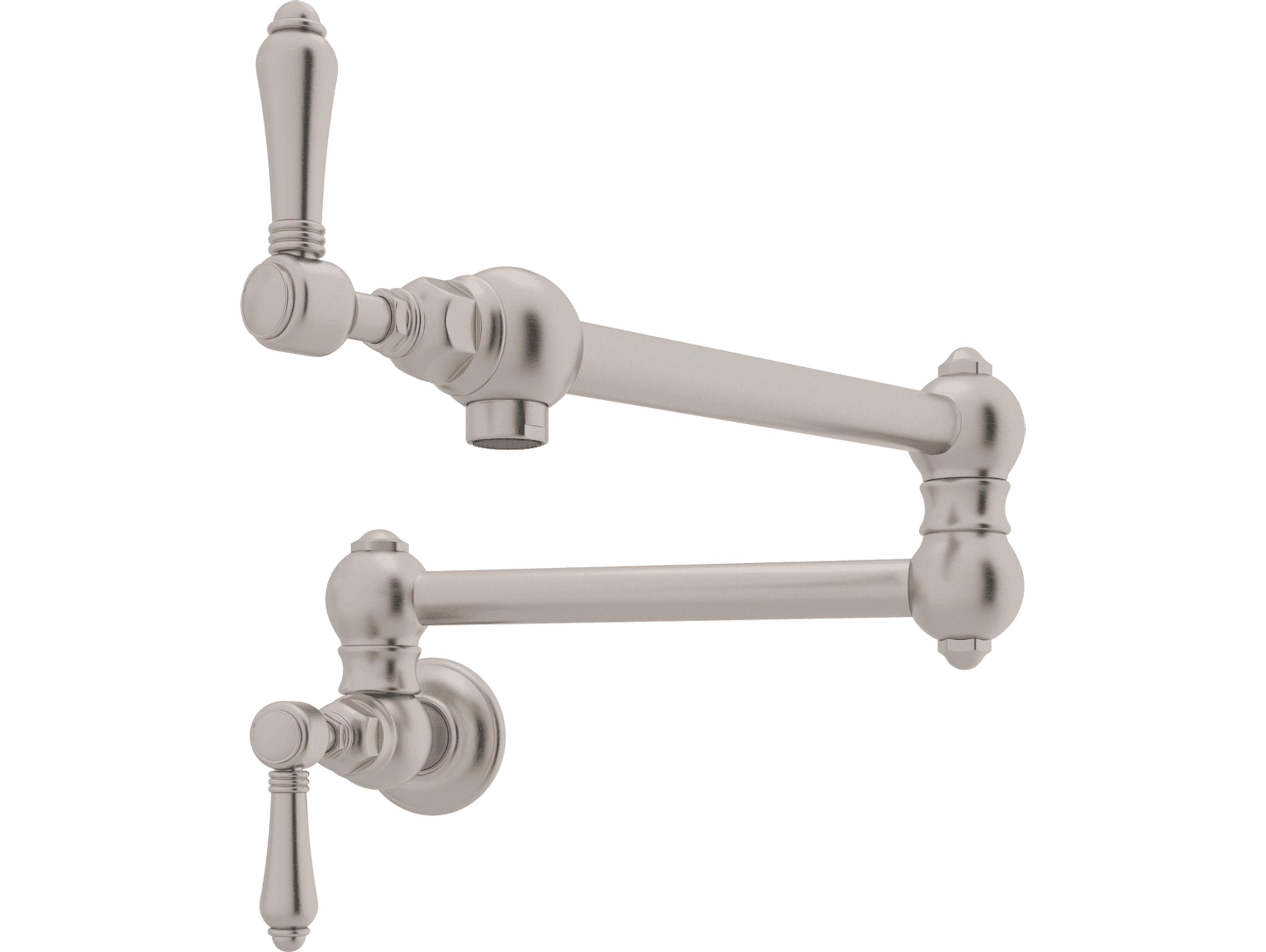 Rohl Satin Nickel Kitchen Wall Mounted Swing Arm Fold Away Pot Filler  