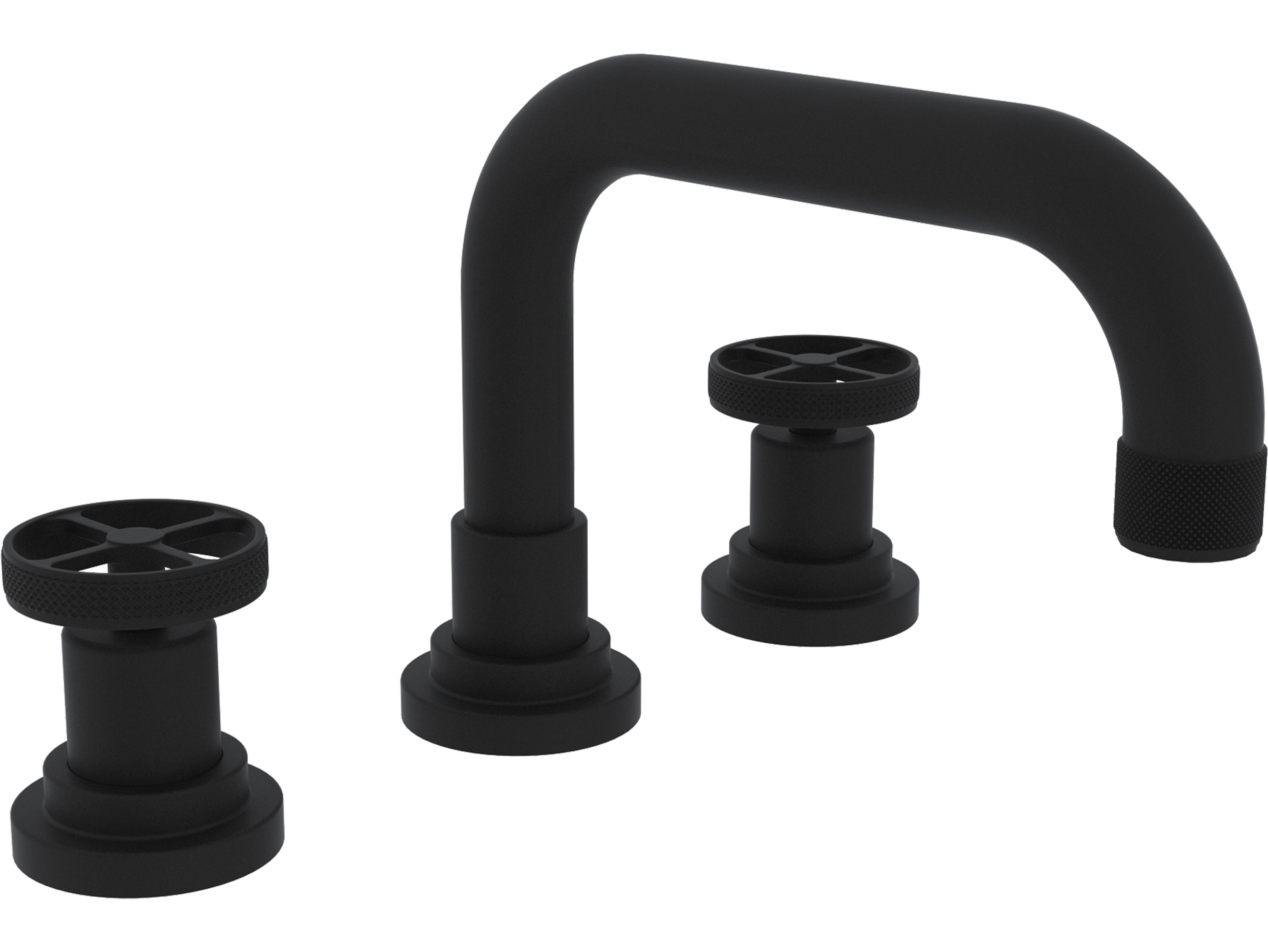 Rohl Campo Bath Deck Mounted Three Hole Widespread Lavatory Faucet In Matte Black 