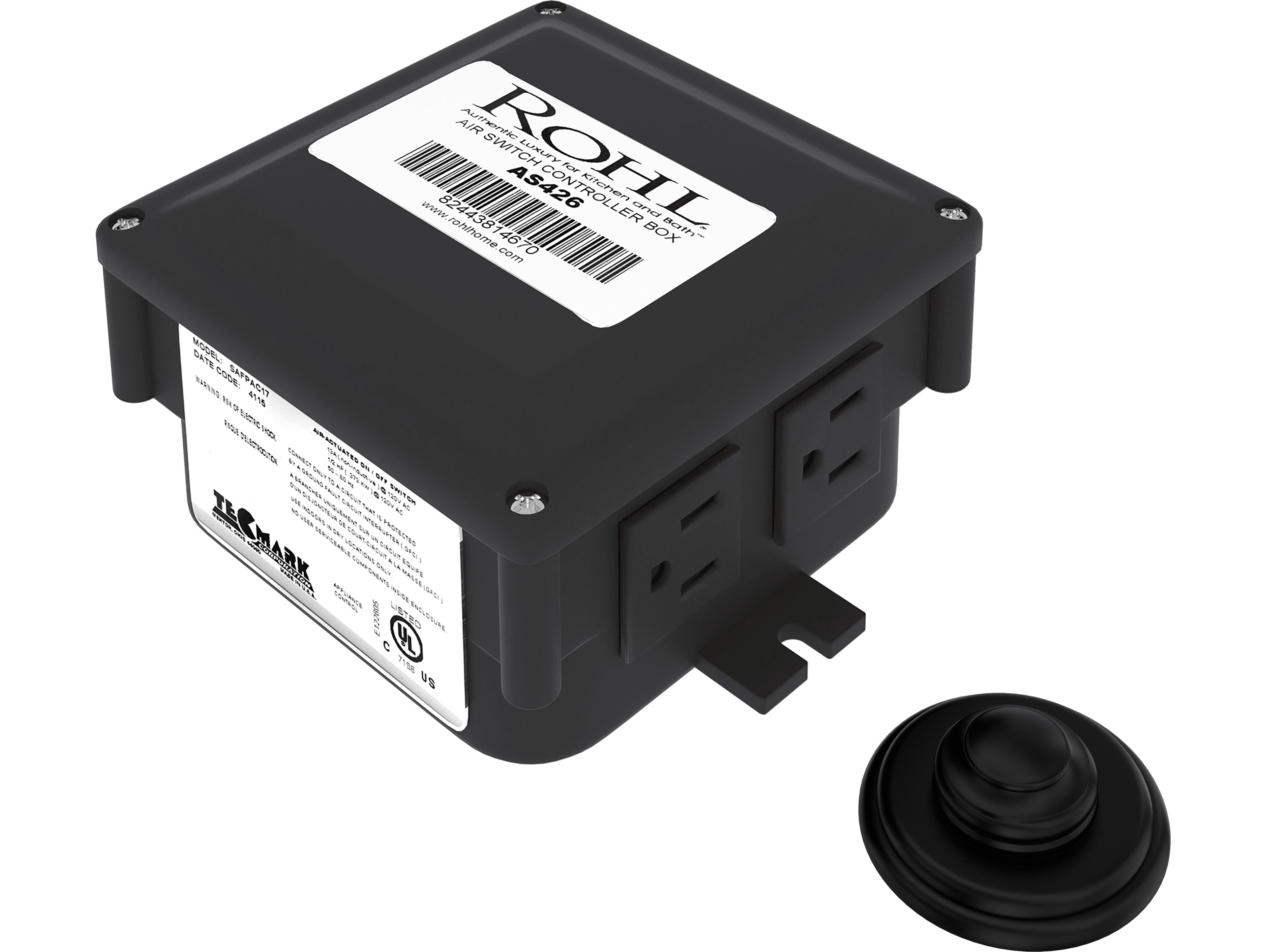 Rohl Air Activated Switch Complete With Button And Control Box For Waste Disposal In Matte Black 