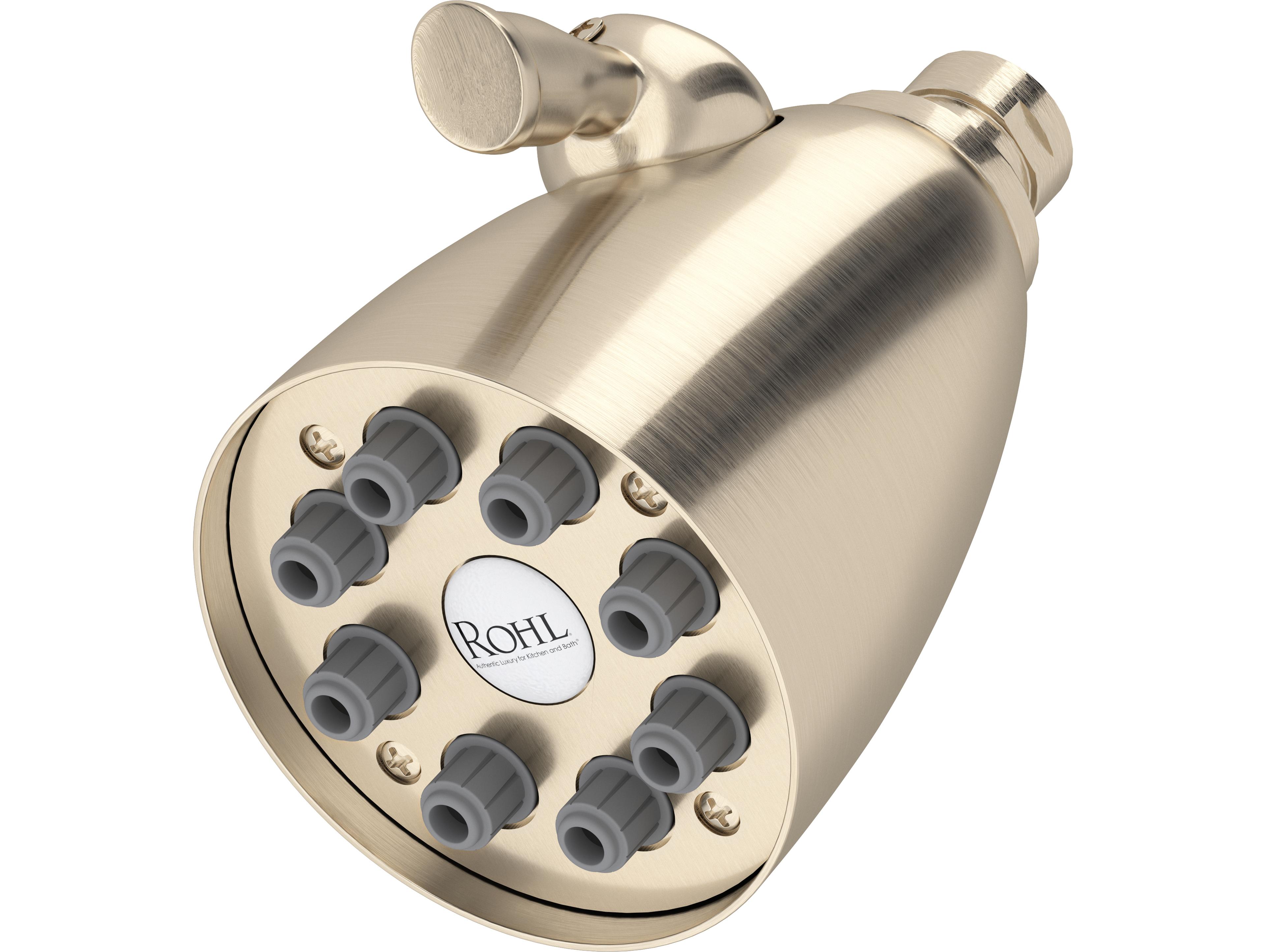 Rohl Showerhead 8 Jet With Adjustable Spray 1/2F Inlet Swivel Connection In Satin Nickel