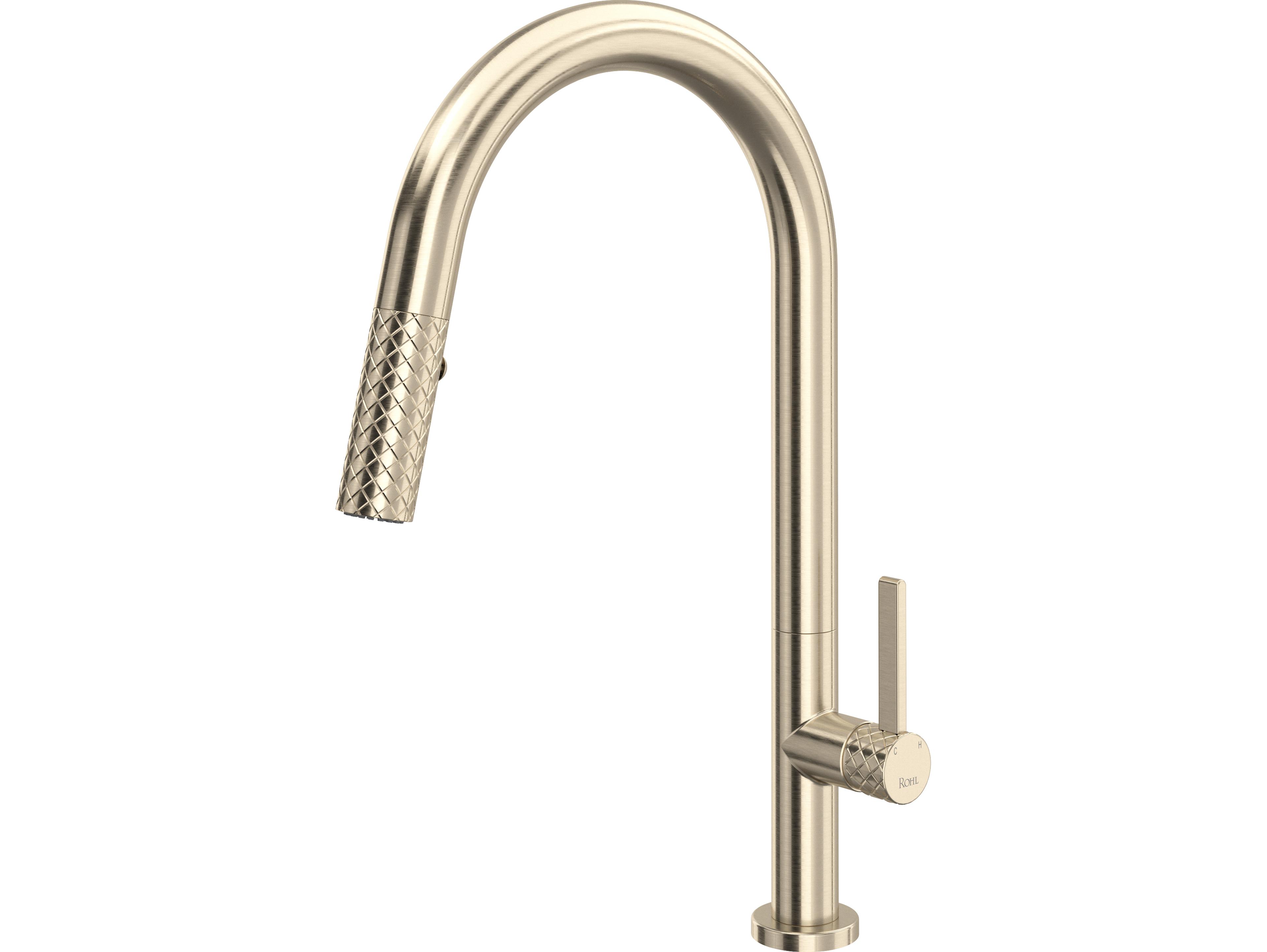 Rohl Tenerife Satin Nickel Pull-Down Kitchen Faucet with C-Spout
