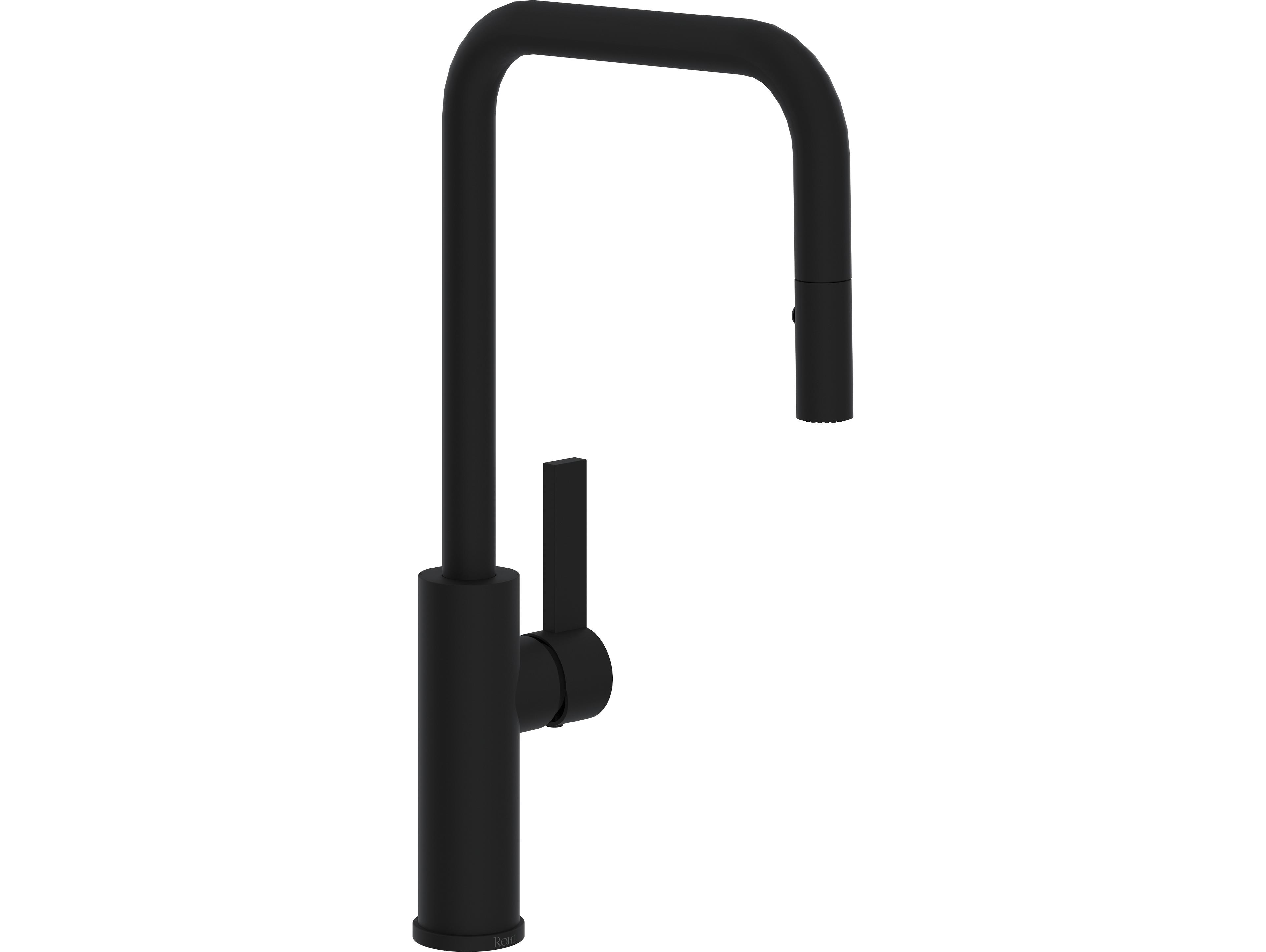 Rohl Tuario Matte Black Pull-Down Kitchen Faucet with U-Spout