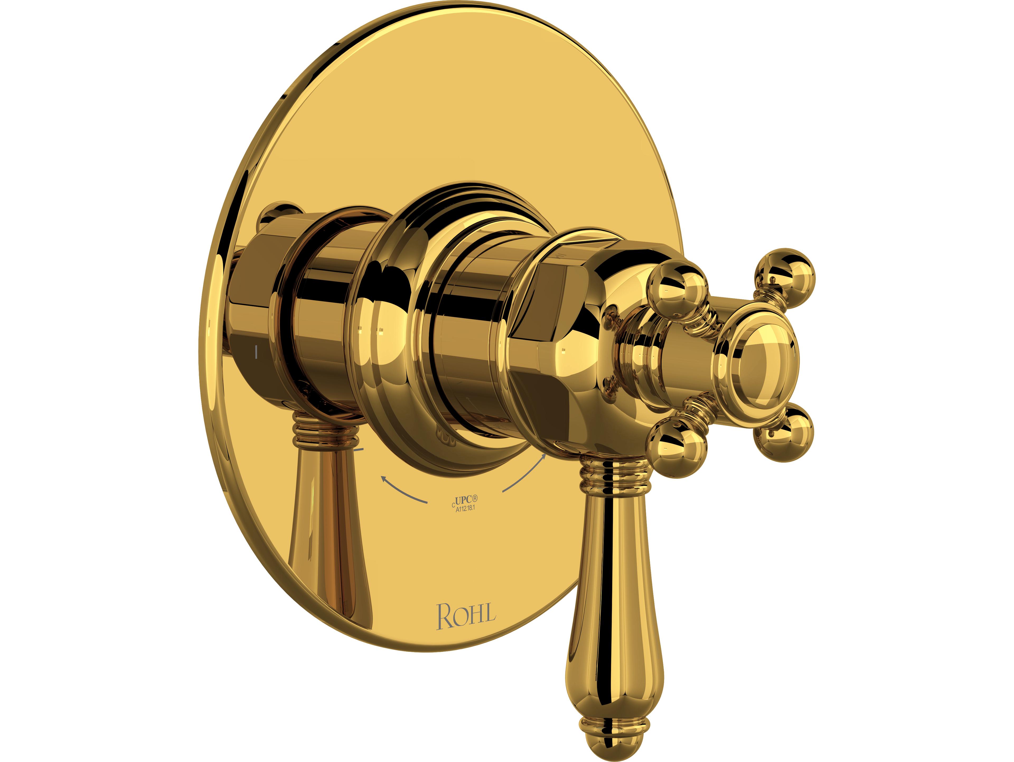 Rohl 1/2" Unlacquered Brass Therm  and  Pressure Balance Trim with 2 Functions (No Share)