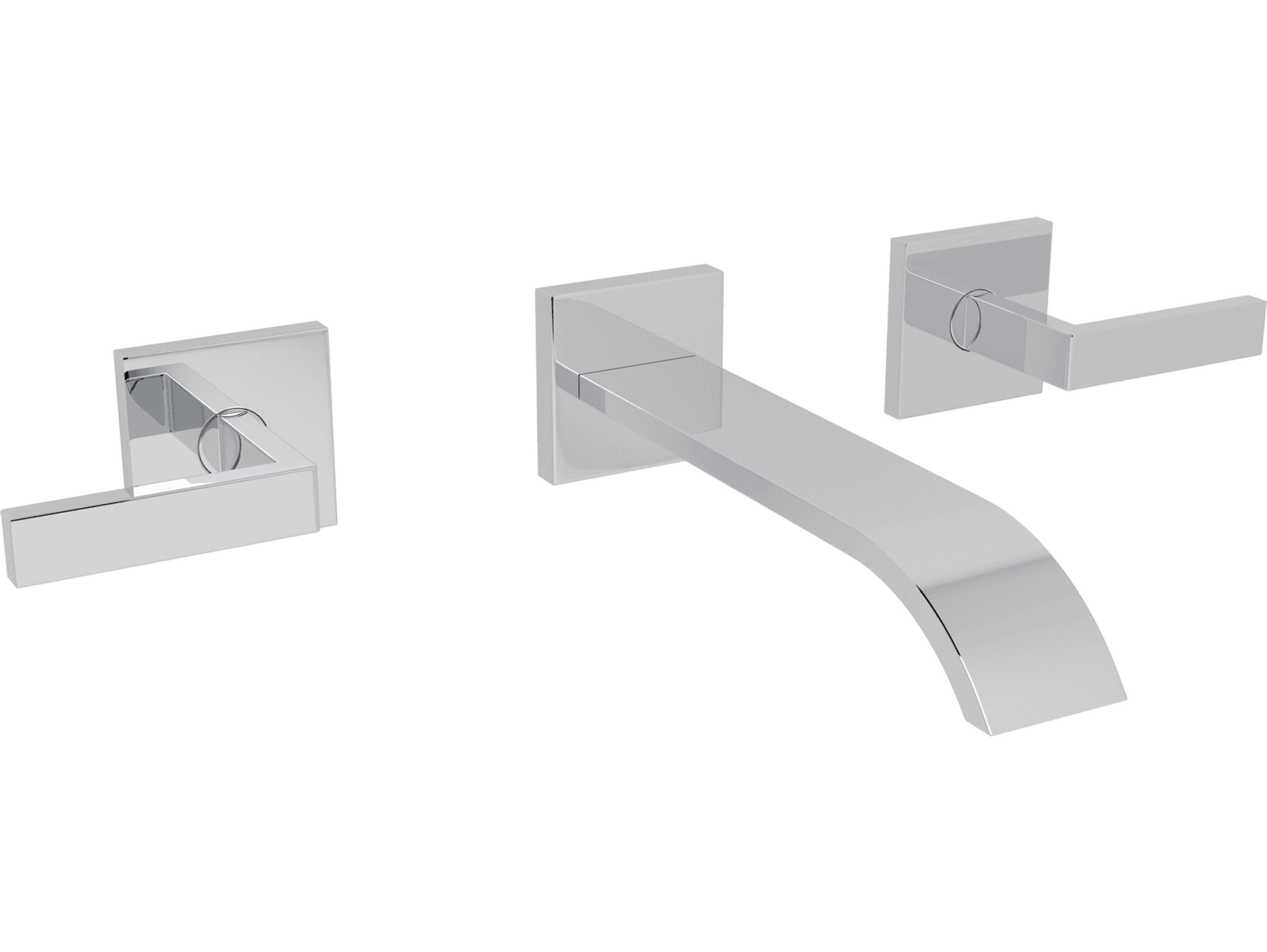 Rohl Wave Polished Chrome Wall Mounted Widespread Lavatory Faucet 