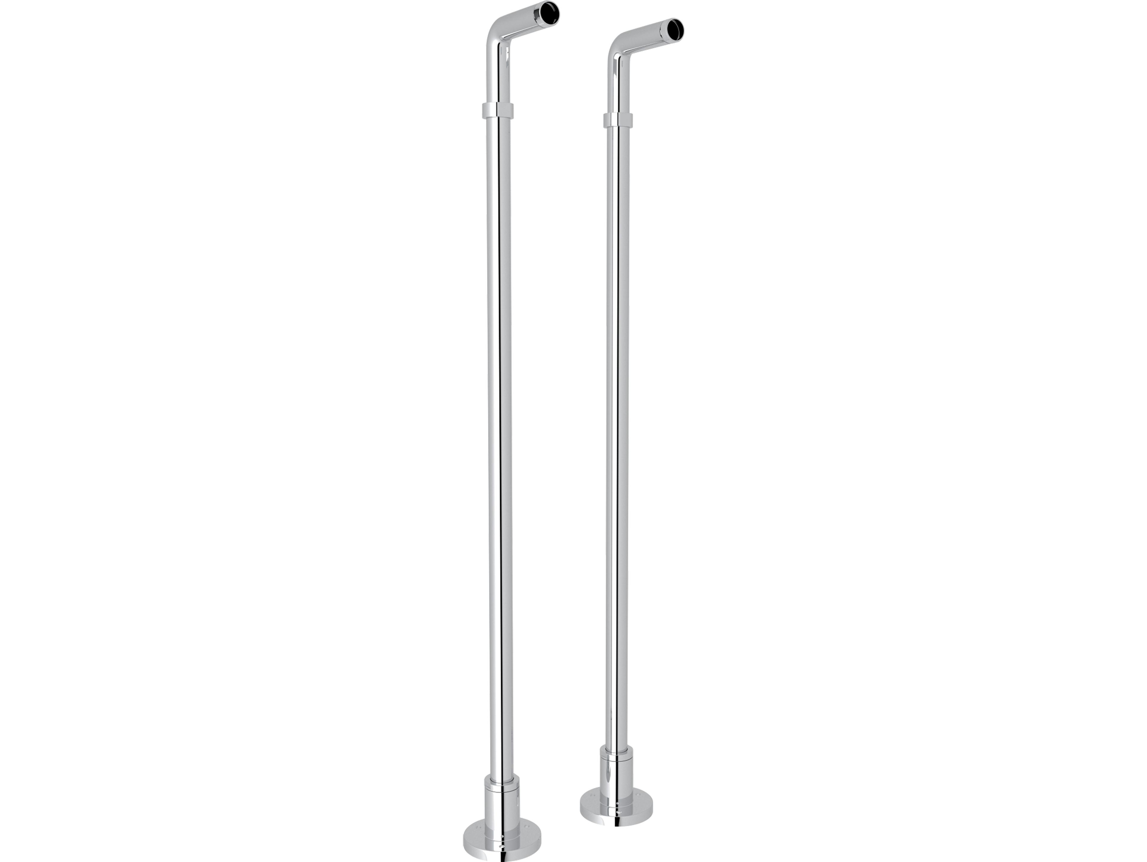 Rohl Polished Chrome Pair Of Floor Pillar Legs Or Supply Unions 34 7/8 Height For Exposed Tub Filler Mixers 