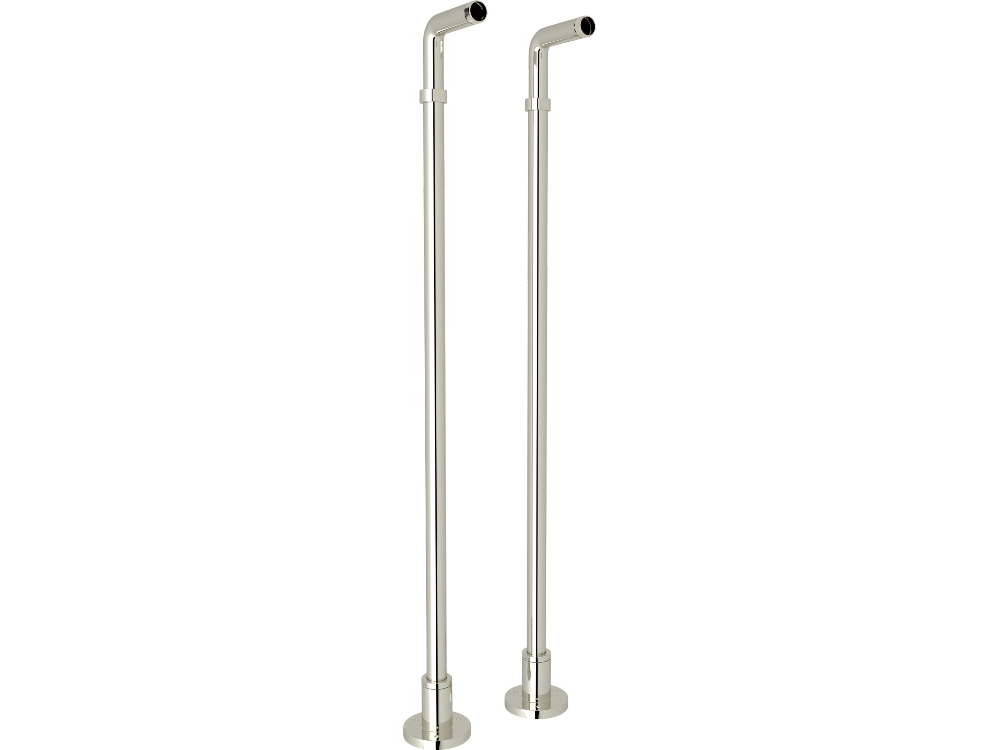 Rohl Polished Nickel Pair Of Floor Pillar Legs Or Supply Unions 34 7/8 Height For Exposed Tub Filler Mixers 