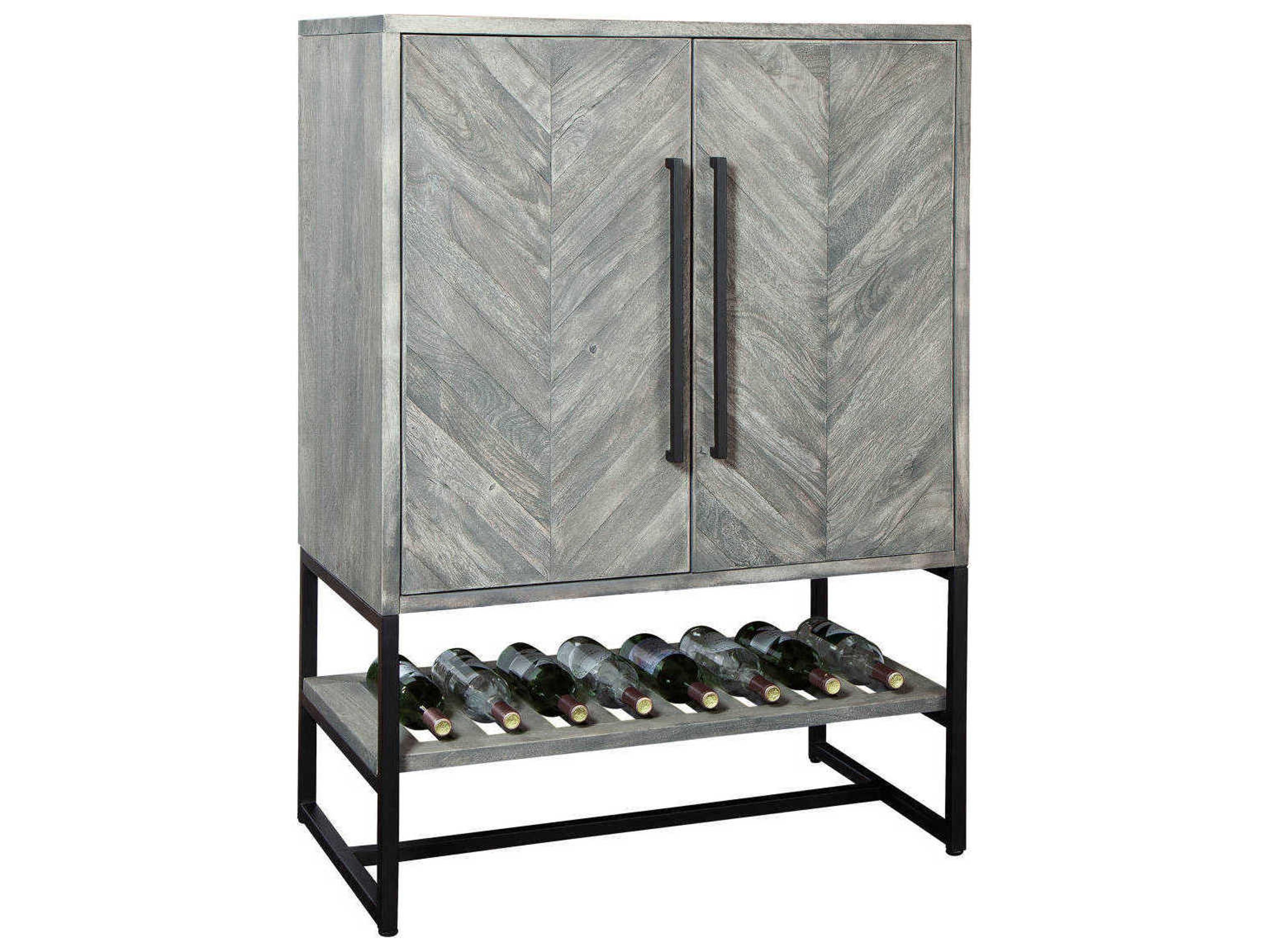 Howard Miller Hardwood Weathered Grey Wine Bar Cabinet