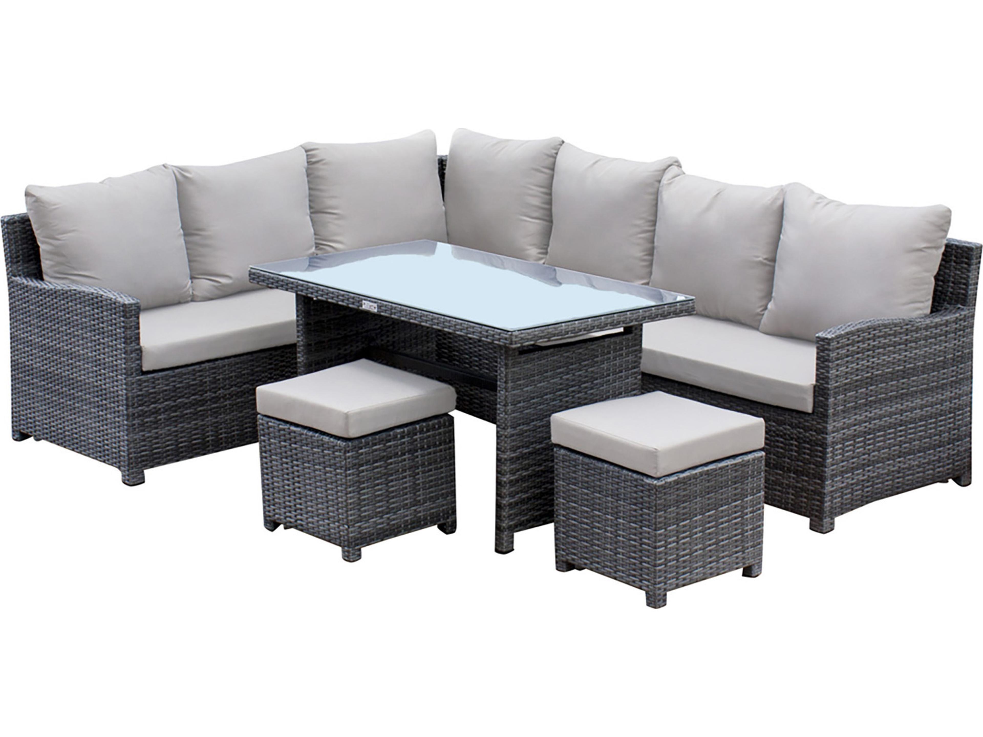 Ultra Grey Woven 5 Piece Sectional Lounge Set with Cushions