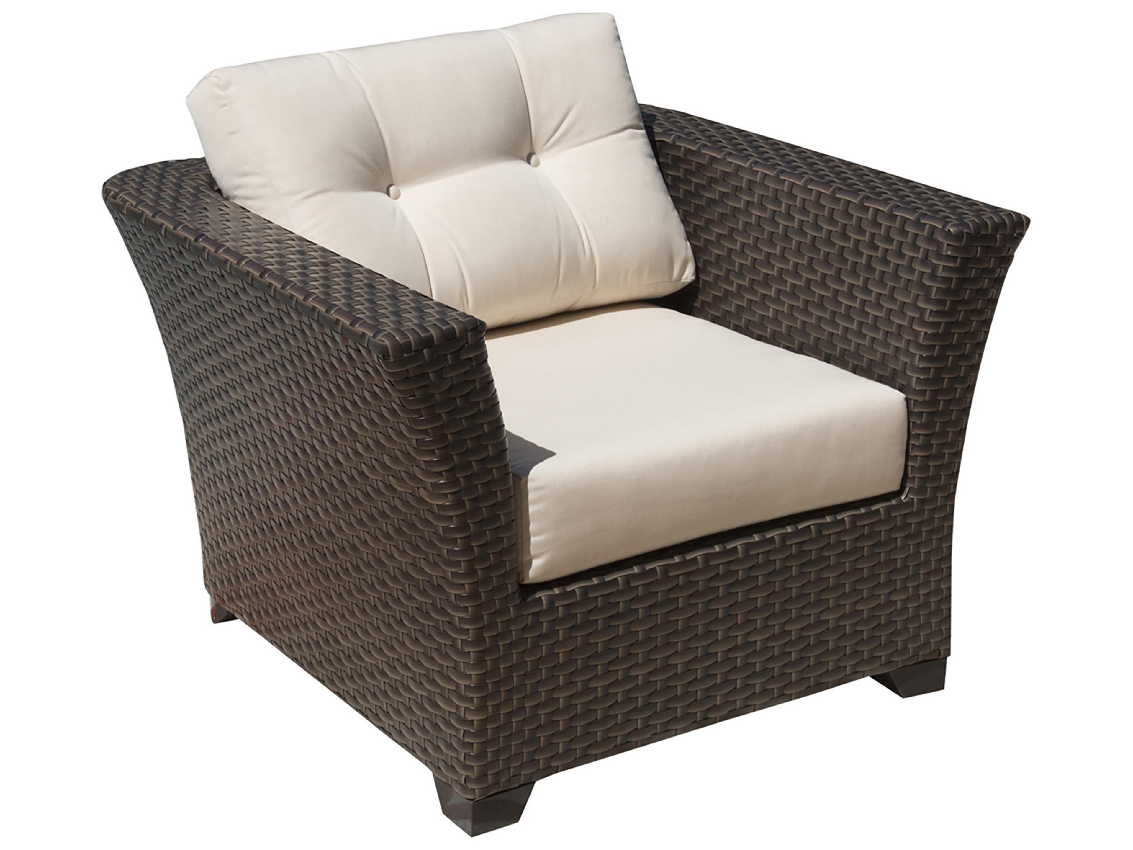 Hospitality Rattan Outdoor Fiji Dark Brown Wicker Lounge Chair with Cushions