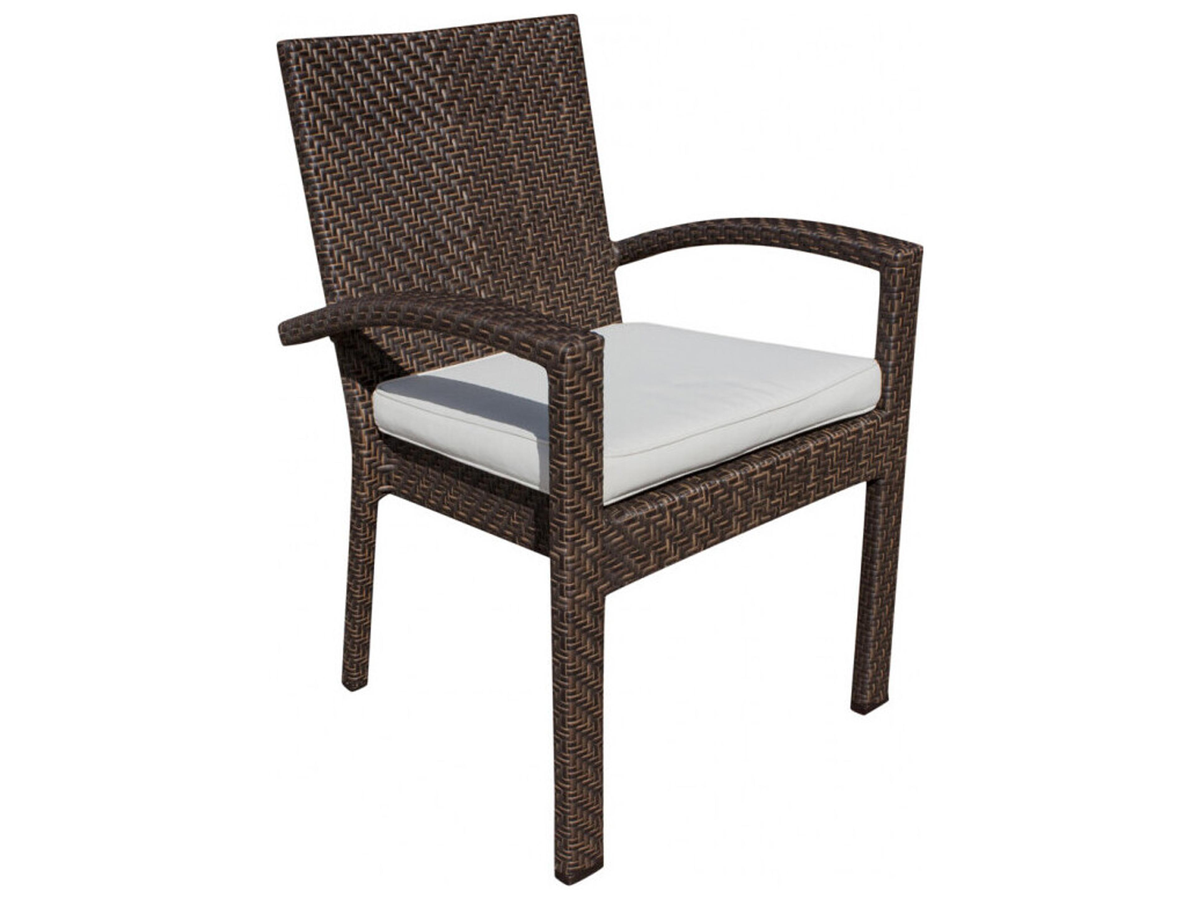 Hospitality Rattan Outdoor Atlantis Rehau Fiber In A Java Brown Finish Aluminum Cushion Dining Chair