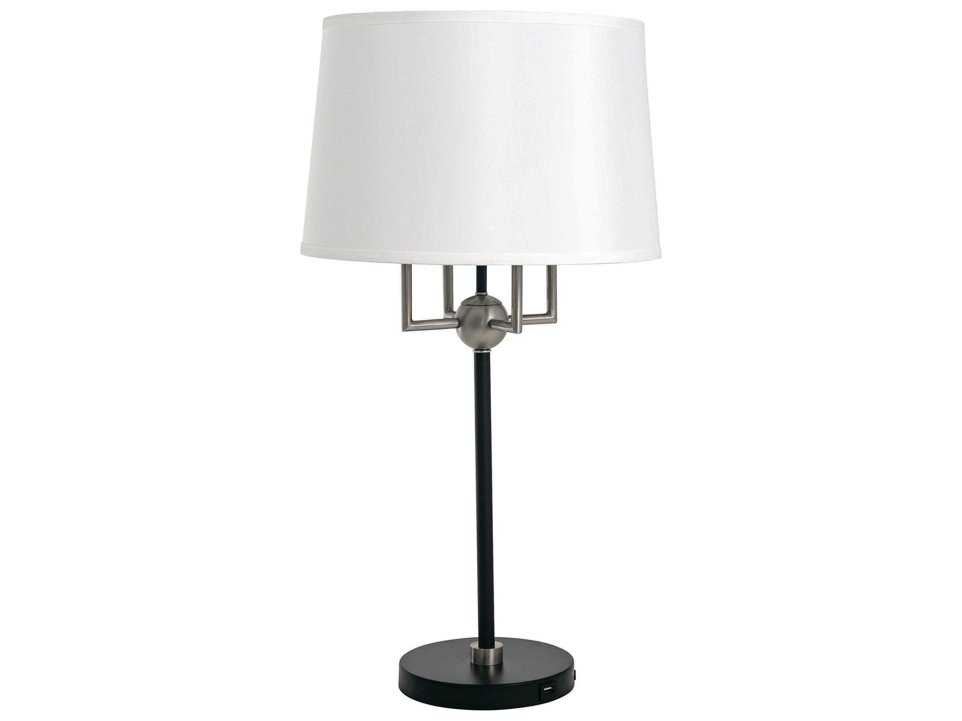 House of Troy Alpine Black Satin Nickel White Buffet Lamp