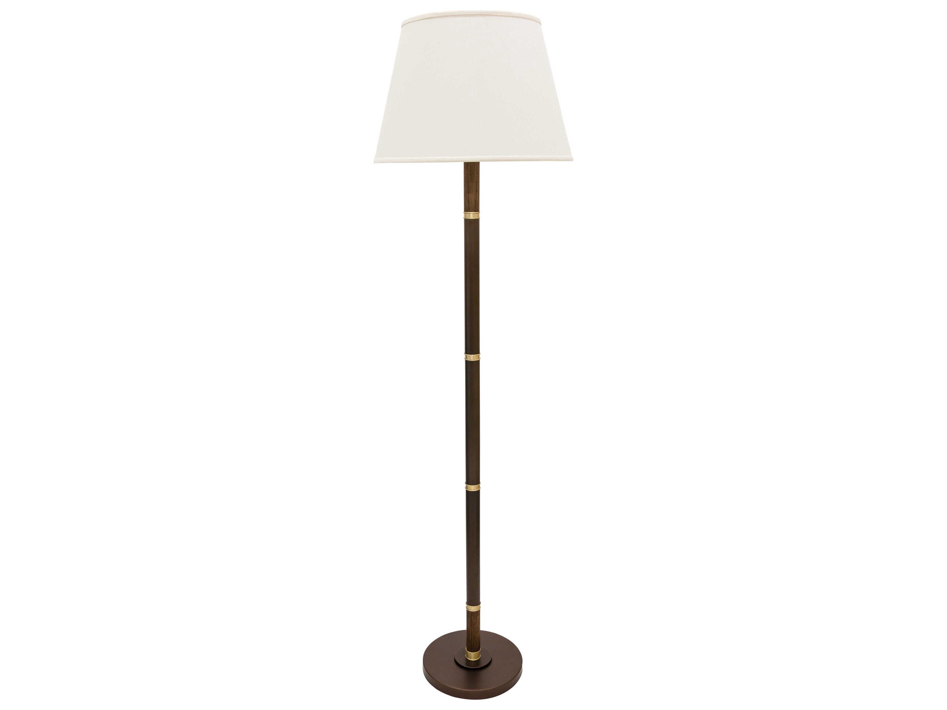 House of Troy Barton Chestnut Bronze Satin Brass Natural Linen Hardback Floor Lamp