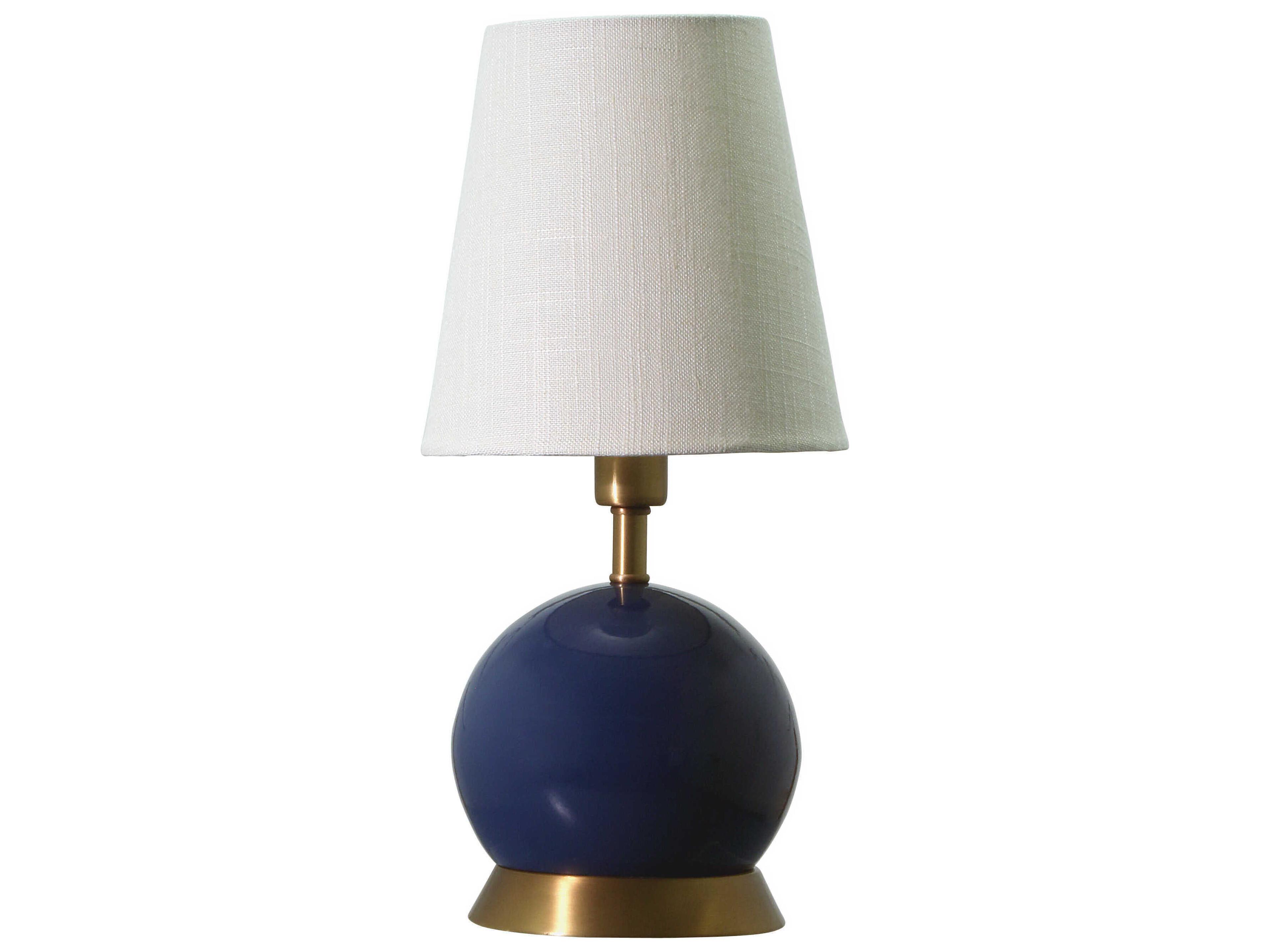 House of Troy Geo Ball Mini Accent Navy Blue With Weathered Brass Accents Table Lamp