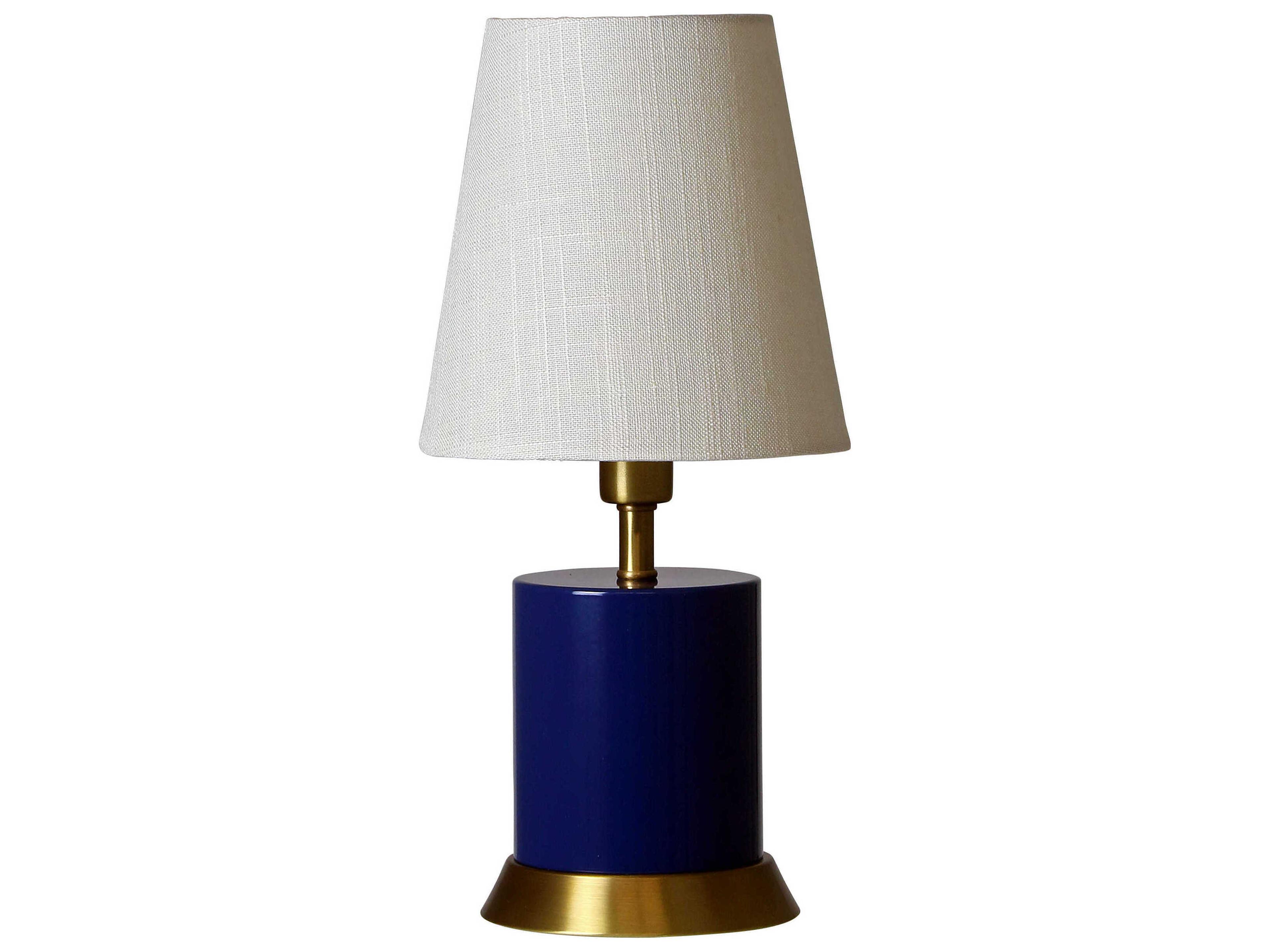 House of Troy Geo Cylinder Mini Accent Navy Blue With Weathered Brass Accents Table Lamp