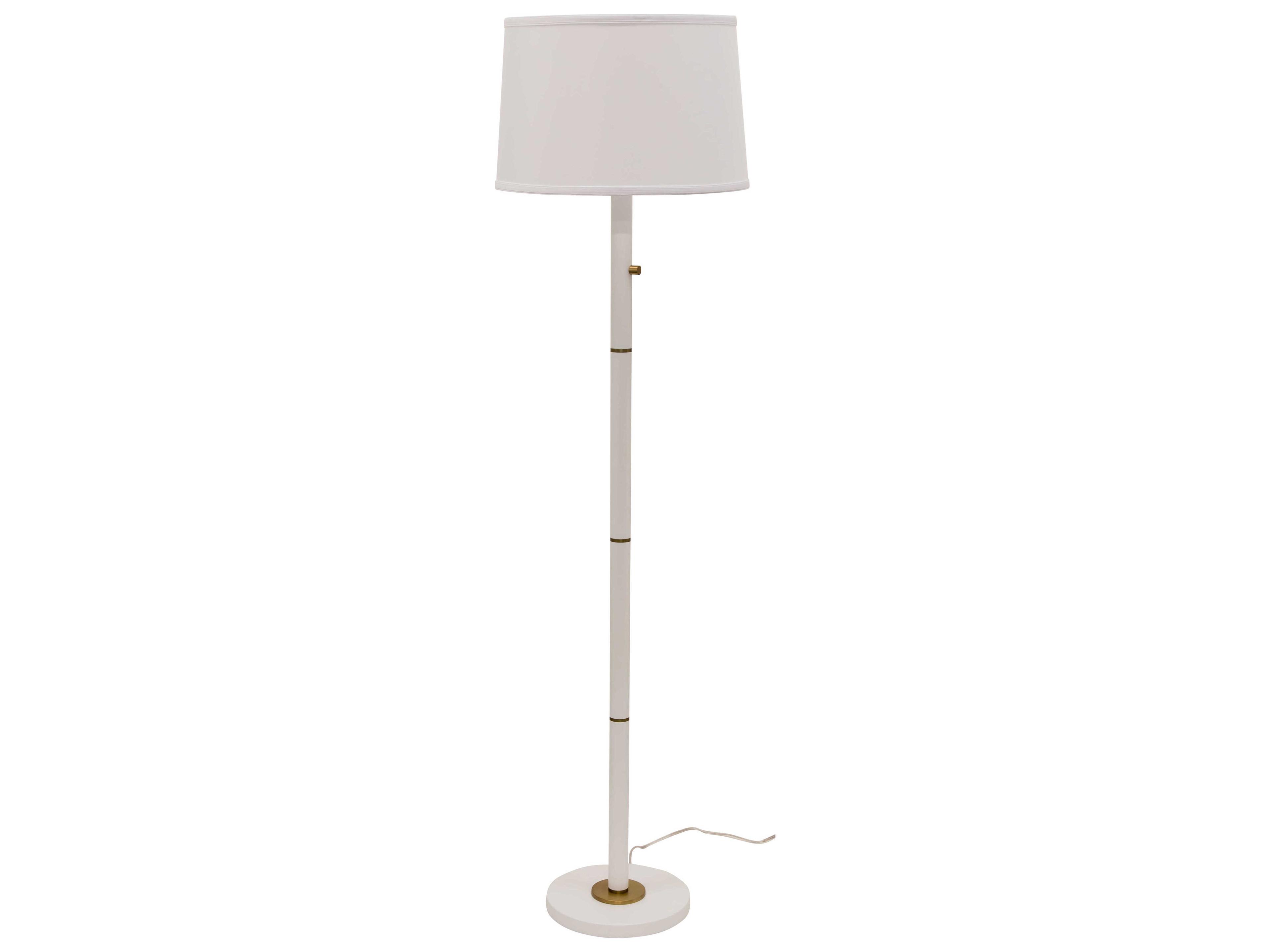 House of Troy Rupert White With Weathered Brass Accents Floor Lamp