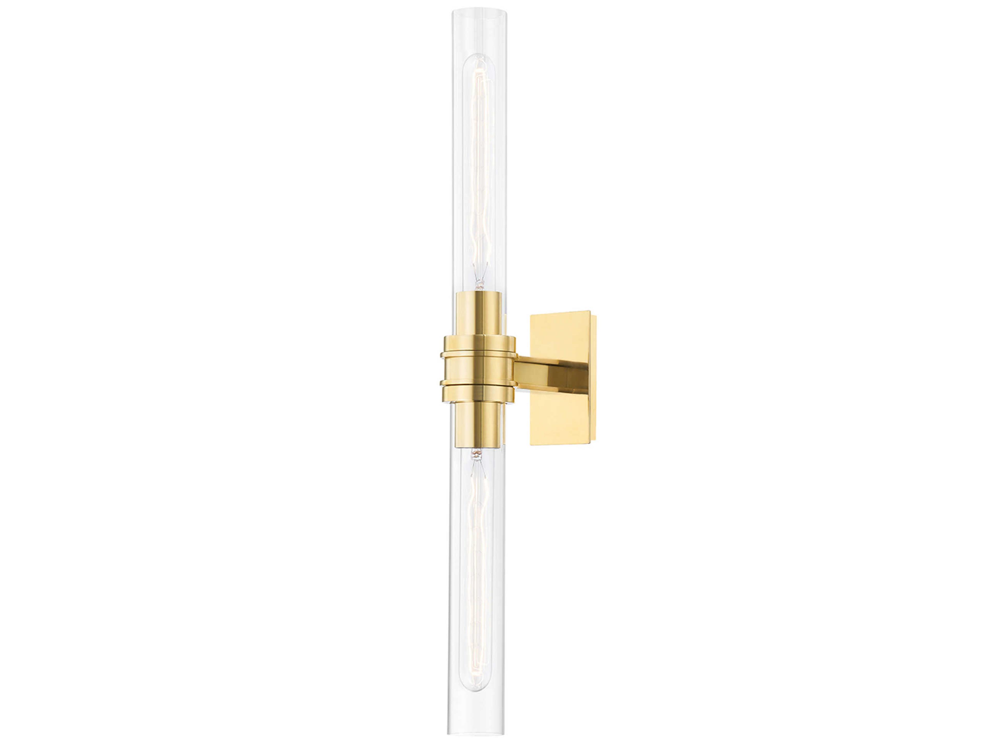 Hudson Valley Oakfield 2-Light Aged Brass Clear Glass Wall Sconce