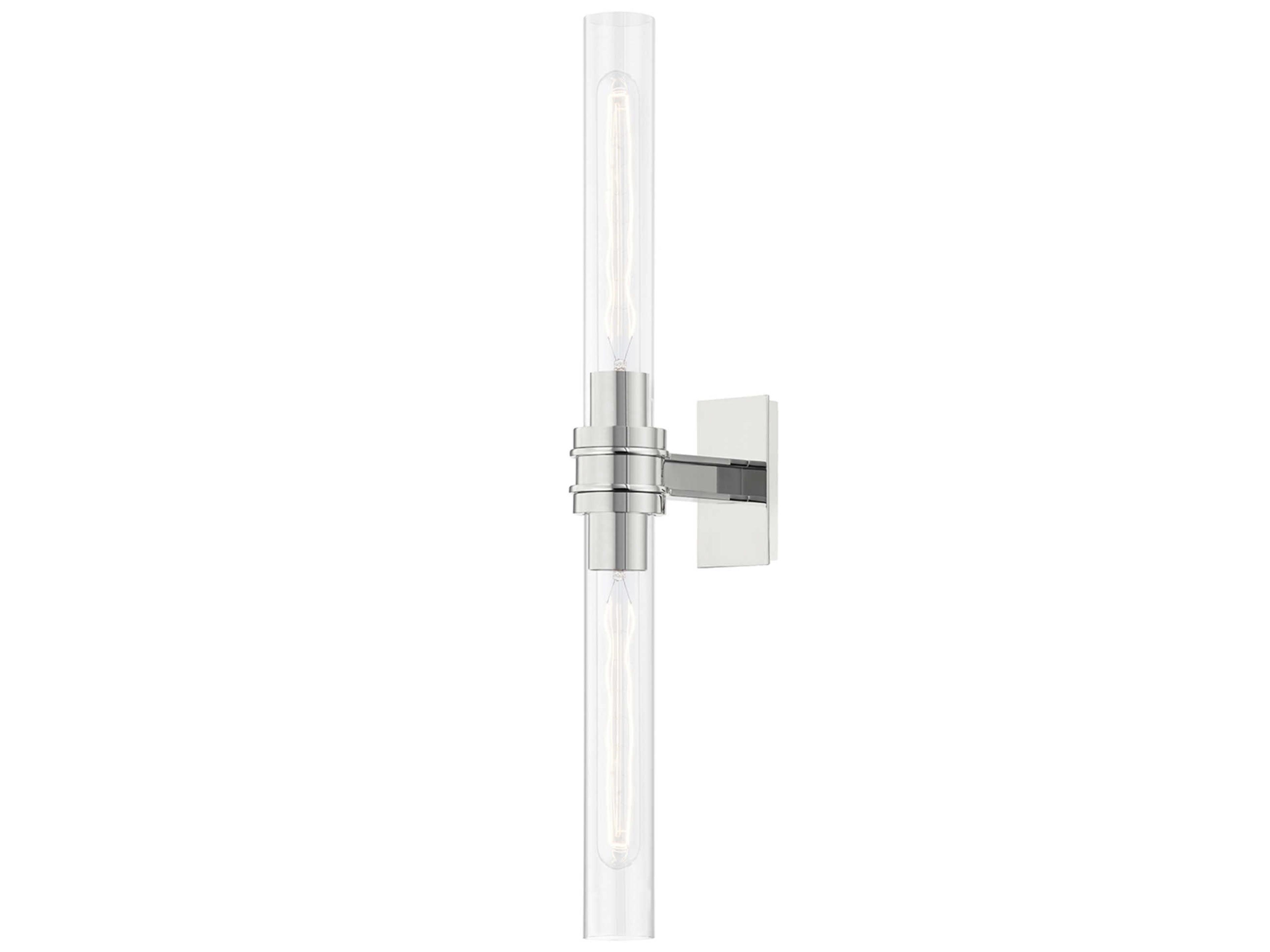 Hudson Valley Oakfield 2-Light Polished Nickel Clear Glass Wall Sconce