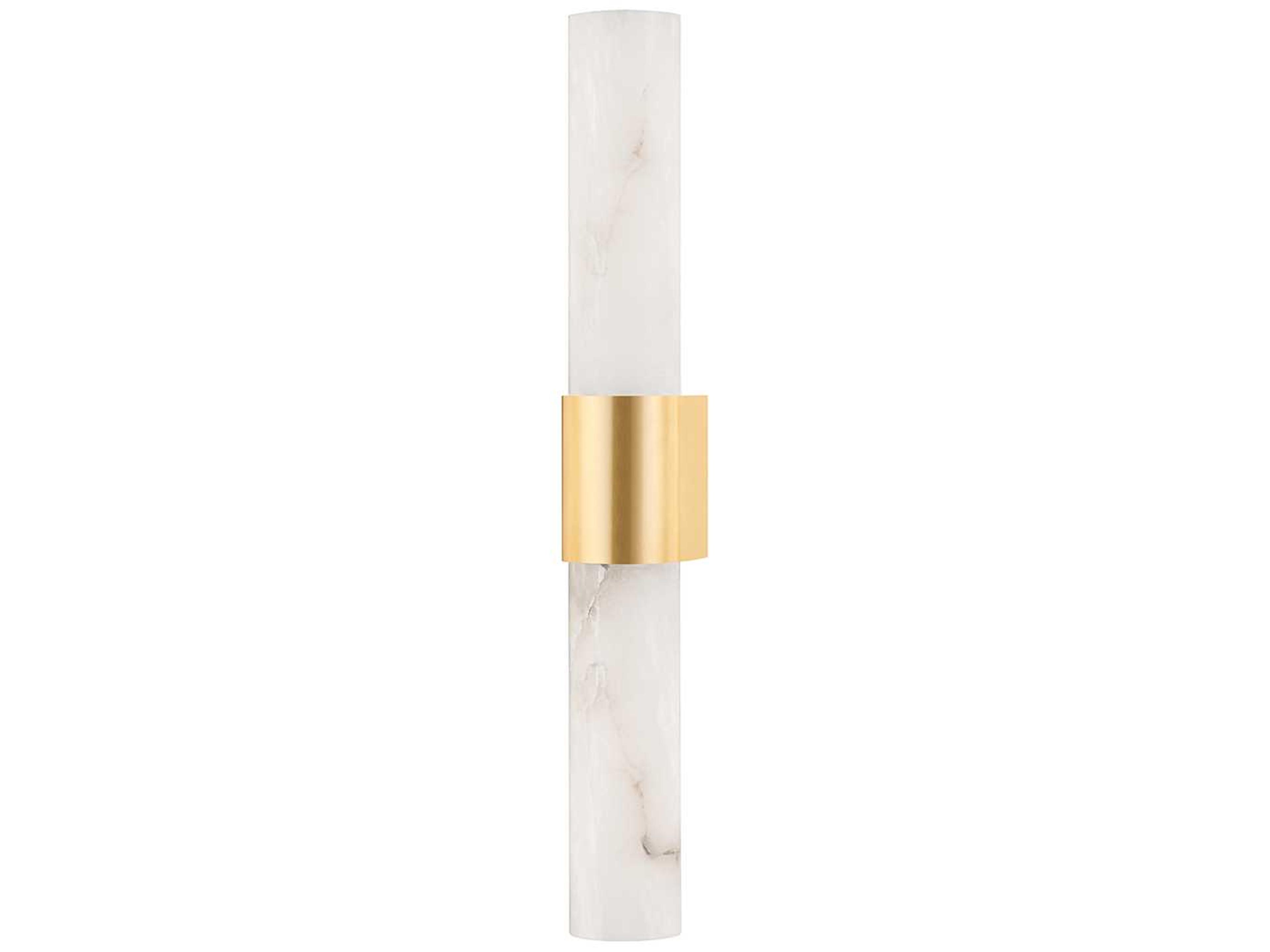 Hudson Valley Ellington 2-Light Aged Brass Opal Matte alabaster Glass Wall Sconce