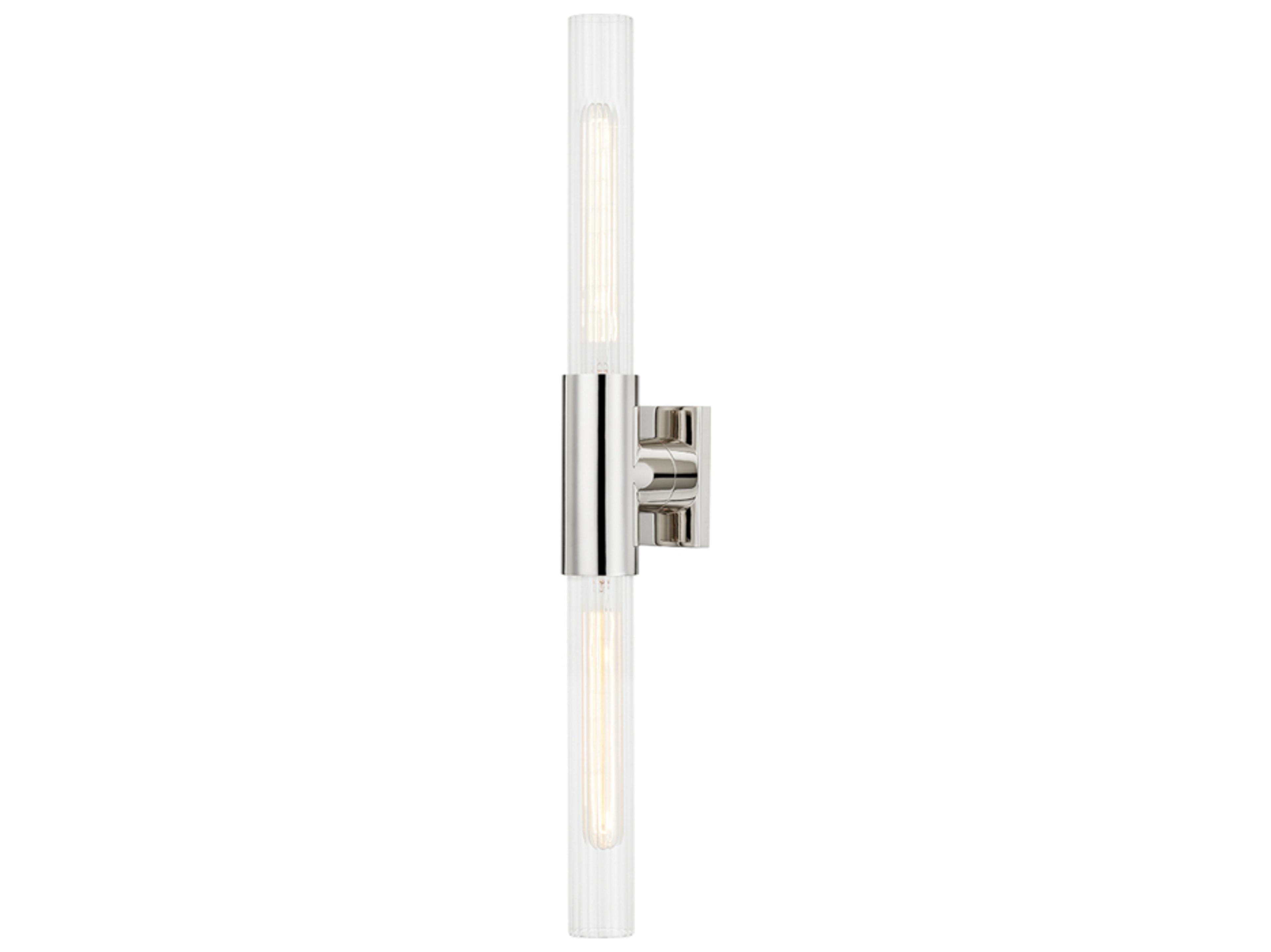 Hudson Valley Asher 2-Light Polished Nickel Glass Wall Sconce