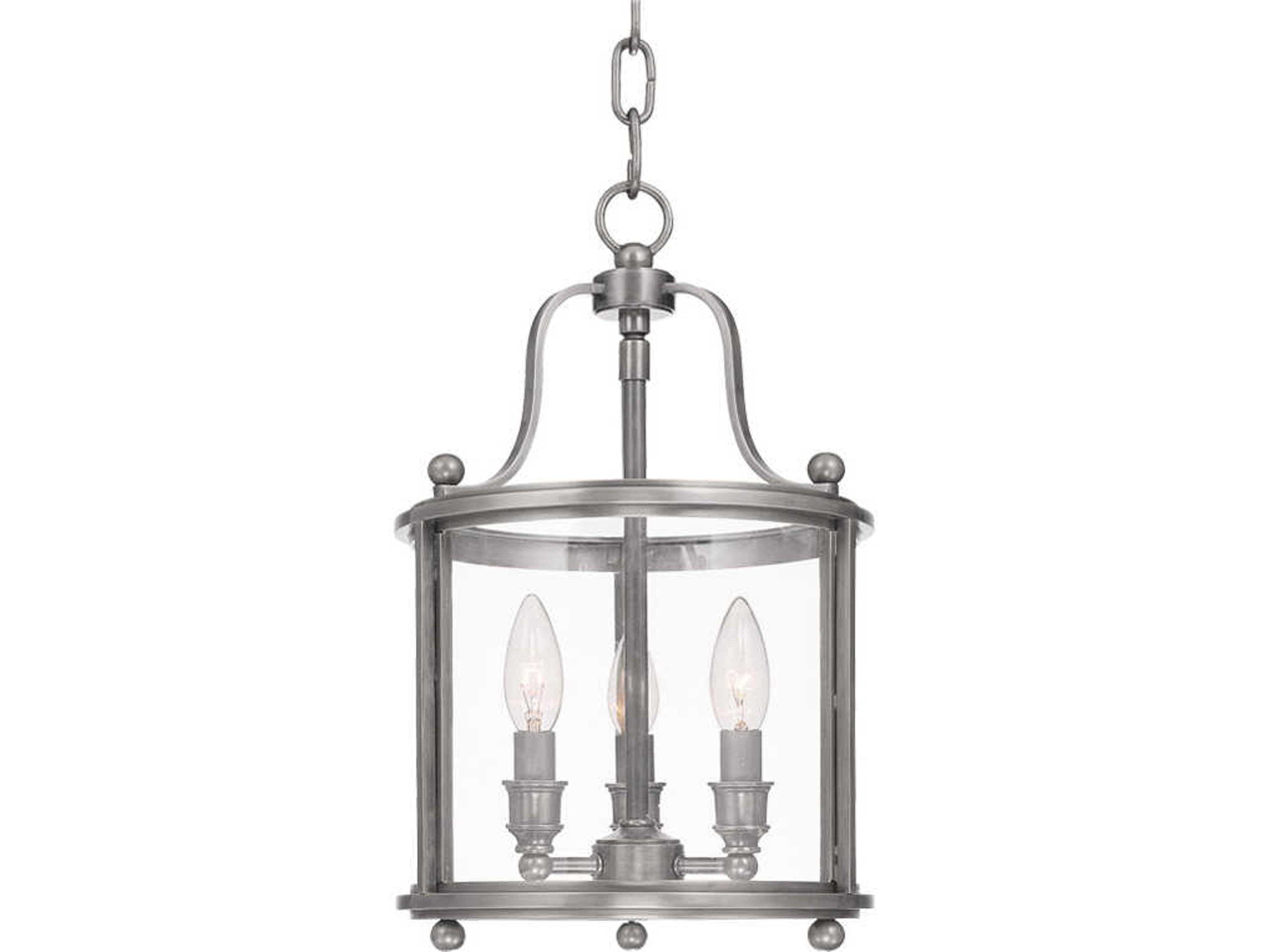 Hudson Valley Mansfield 3-Light Antique Nickel Glass Traditional Lantern Mini Pendant