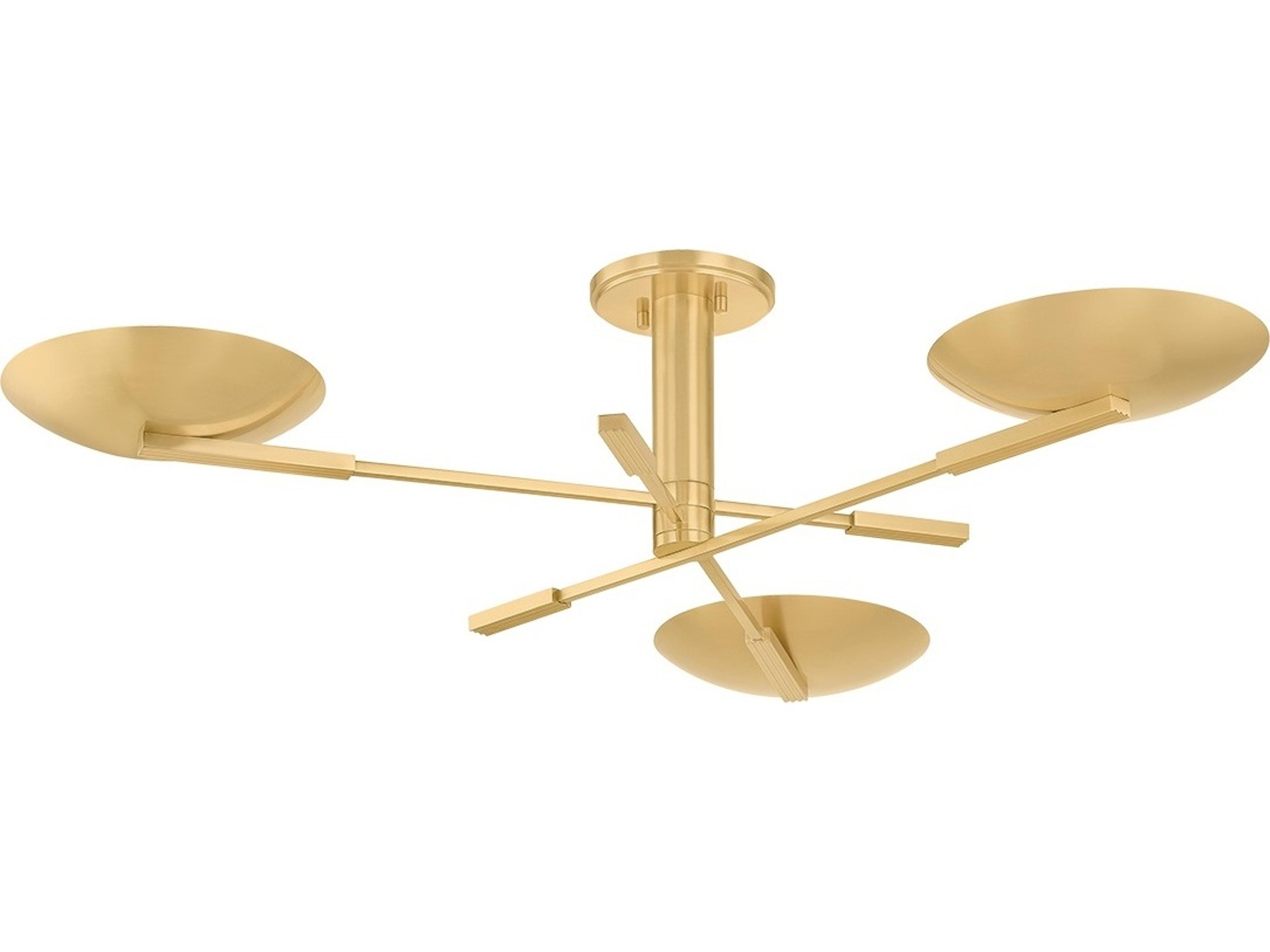 Hudson Valley Johnson 3-Light Aged Brass Semi Flush Mount