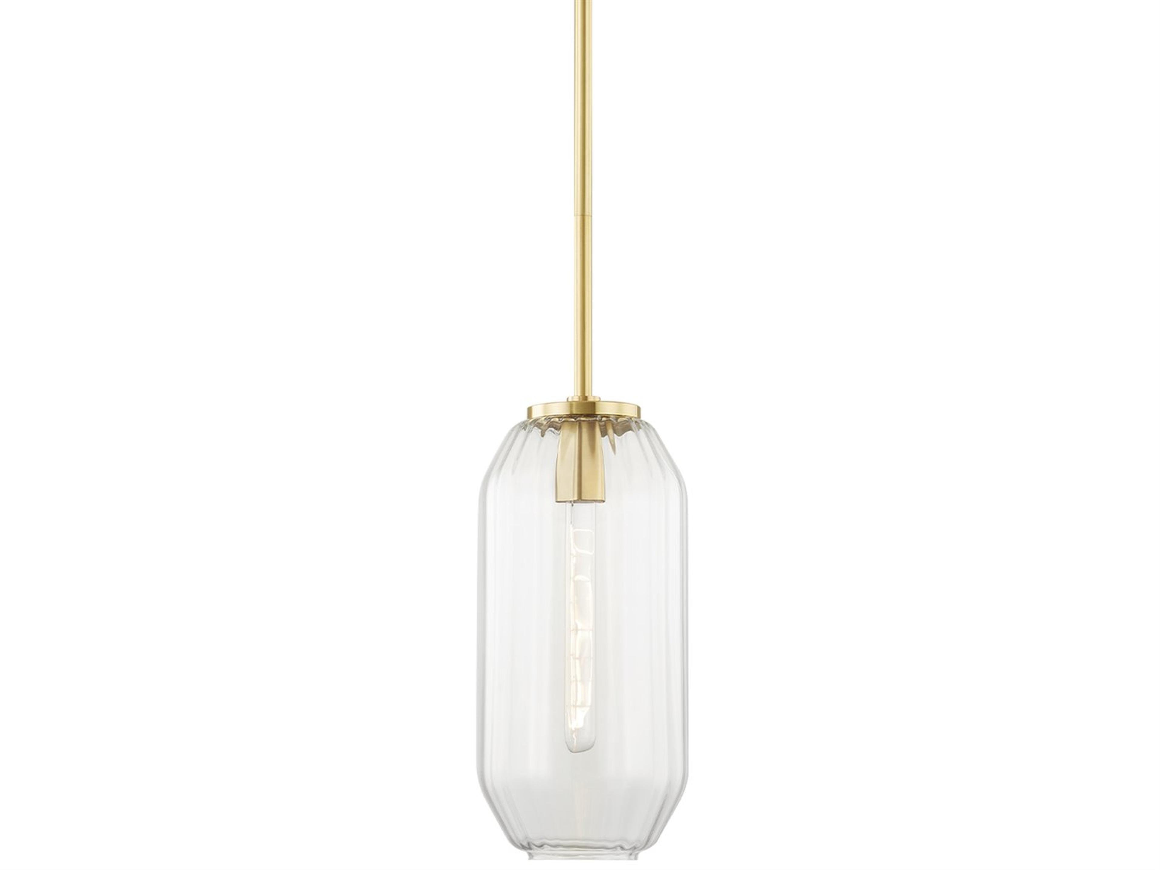 Hudson Valley Bennett 1-Light Aged Brass Glass Mini Pendant