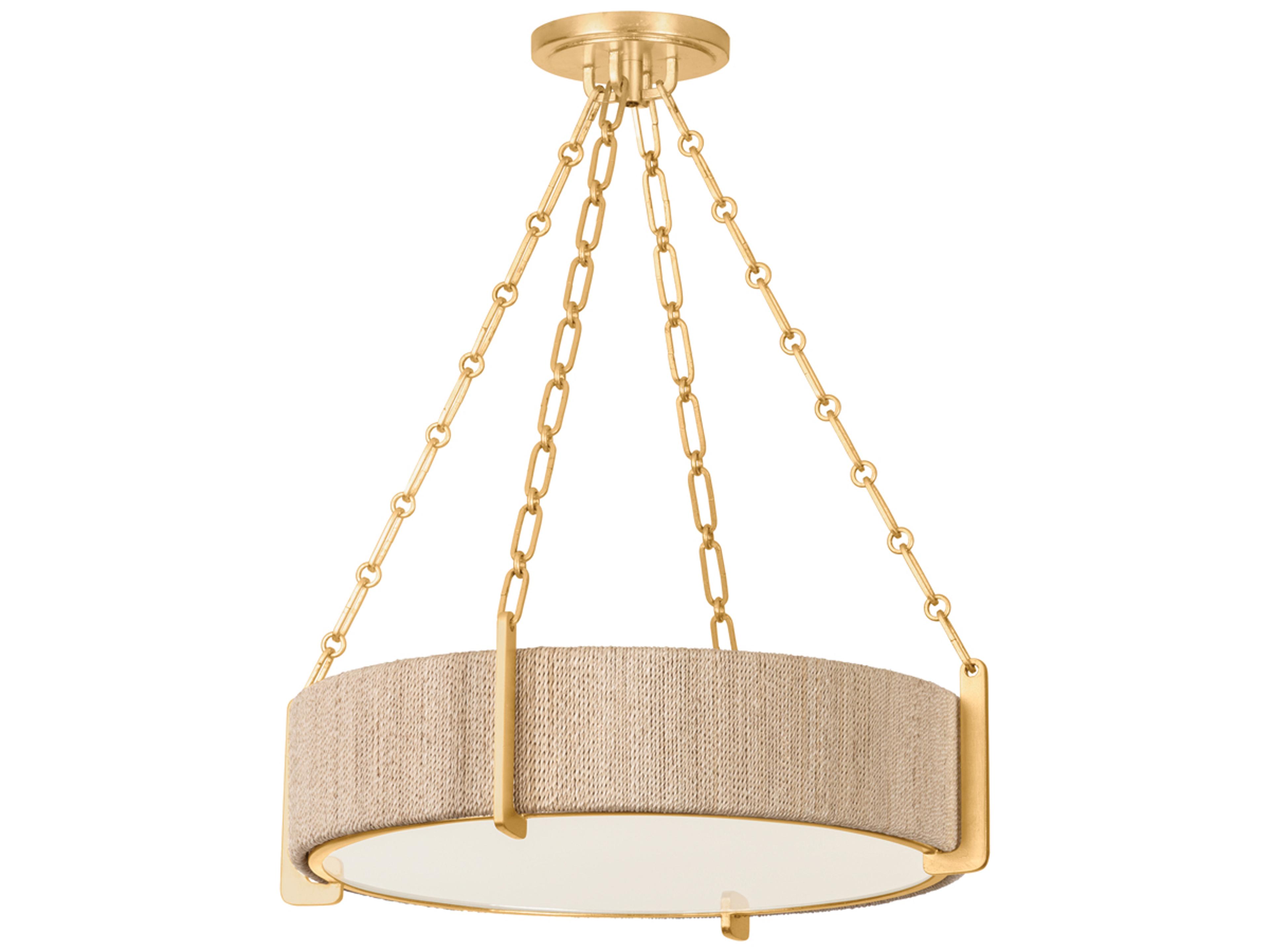 Quebec 4-Light Gold Leaf Wood Candelabra Drum Chandelier