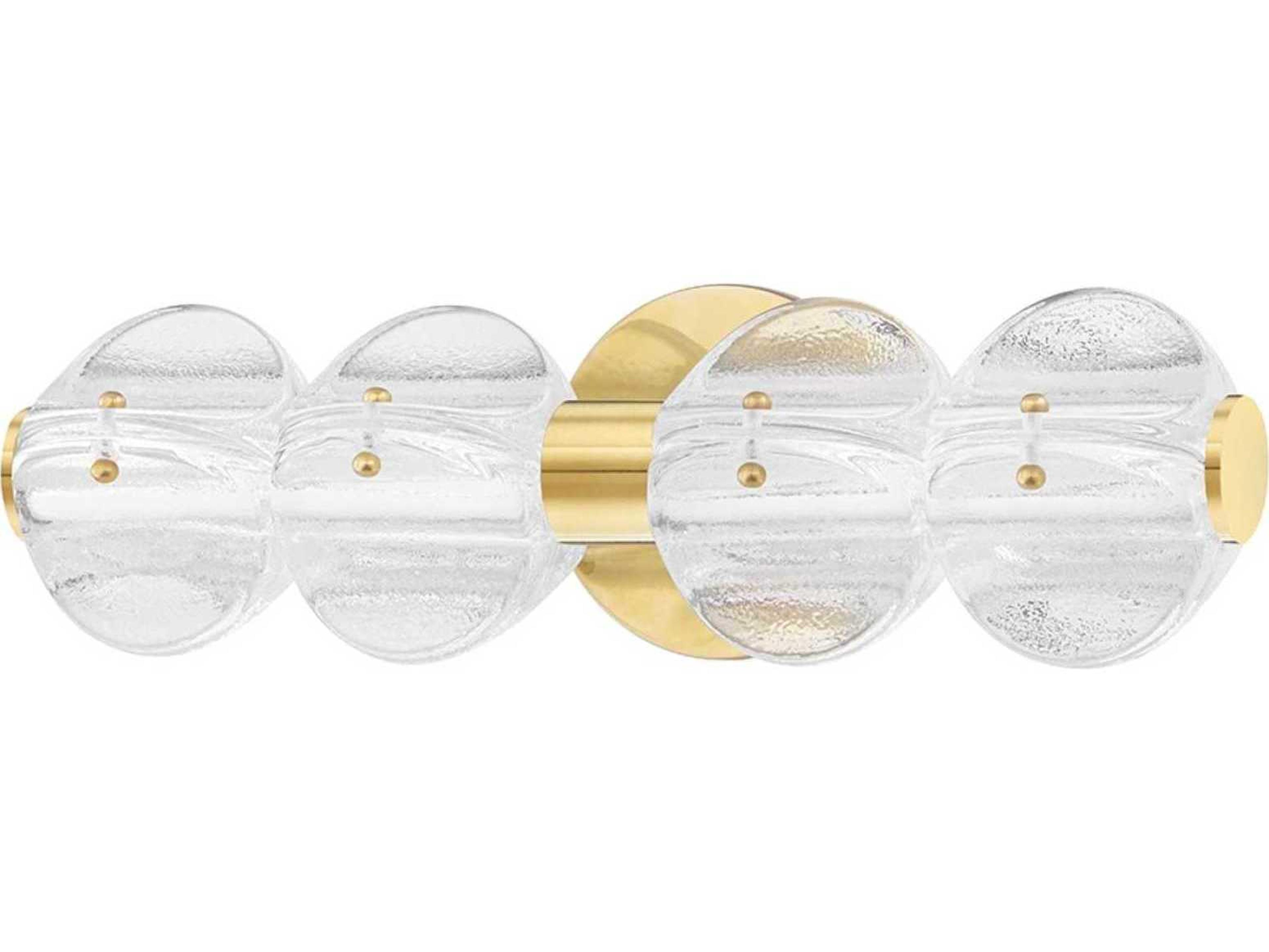 Hudson Valley Lindley 4-Light Aged Brass Etched Glass LED Vanity Light